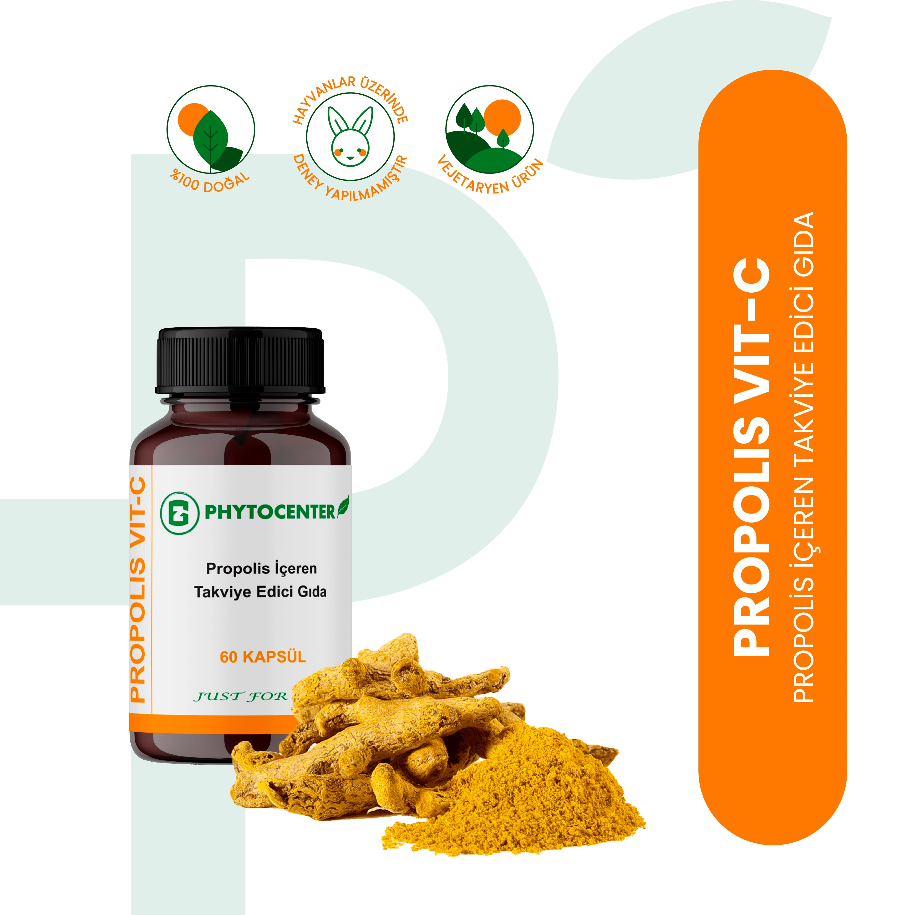 PROPOLIS VIT-C Propolis, Zerdeçal ve C Vitamini İçeren Takviye Edici Gıda 60 Kapsül
