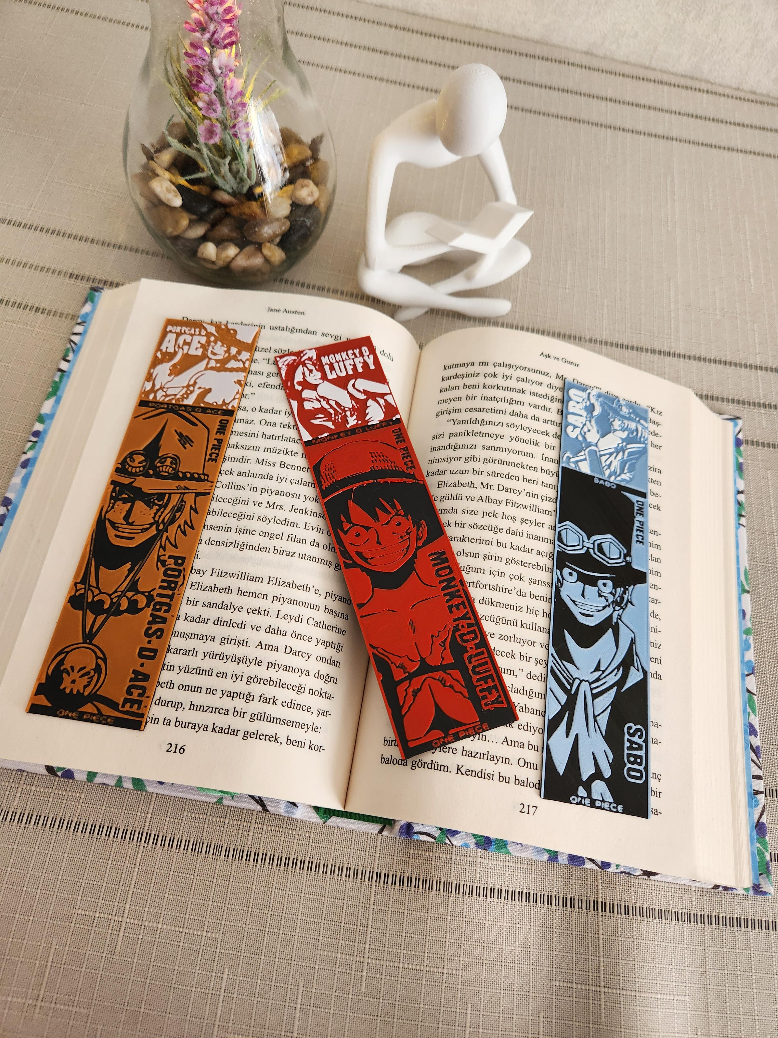 3'lü One Piece Manga Serisi Kabartmalı Kitap Ayracı Seti