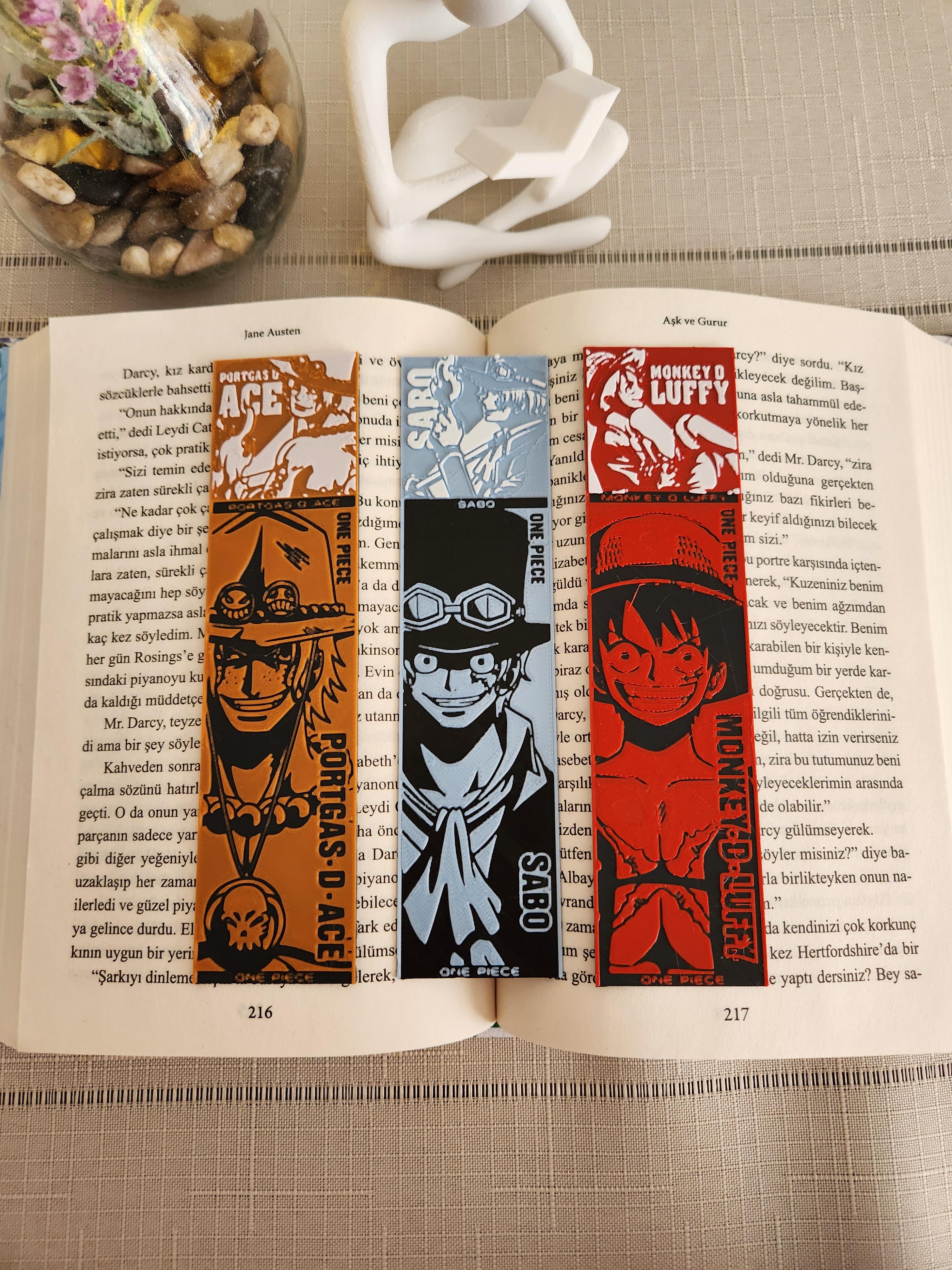 3'lü One Piece Manga Serisi Kabartmalı Kitap Ayracı Seti