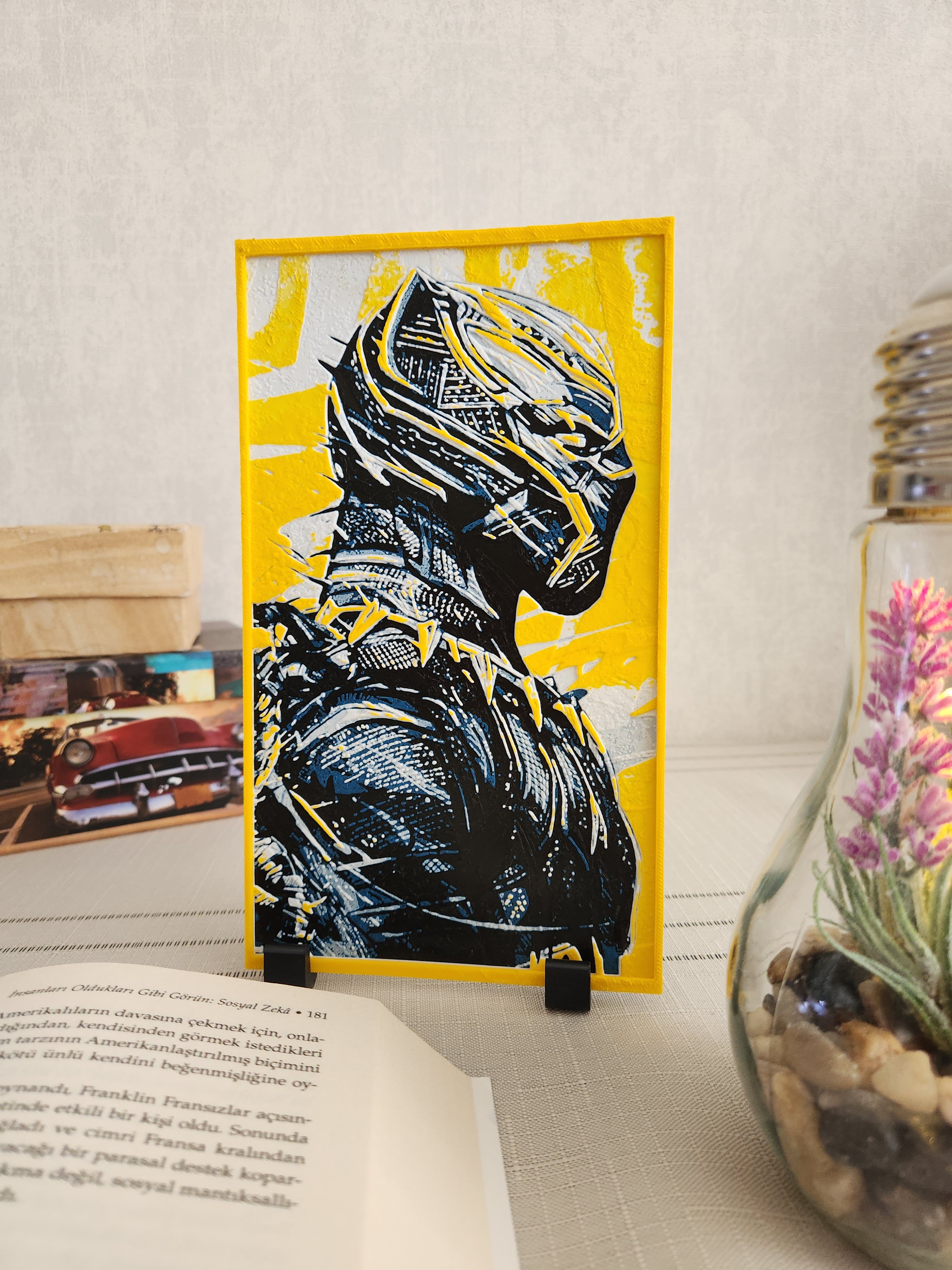 Black Panther Kabartmalı Tablo + Stand