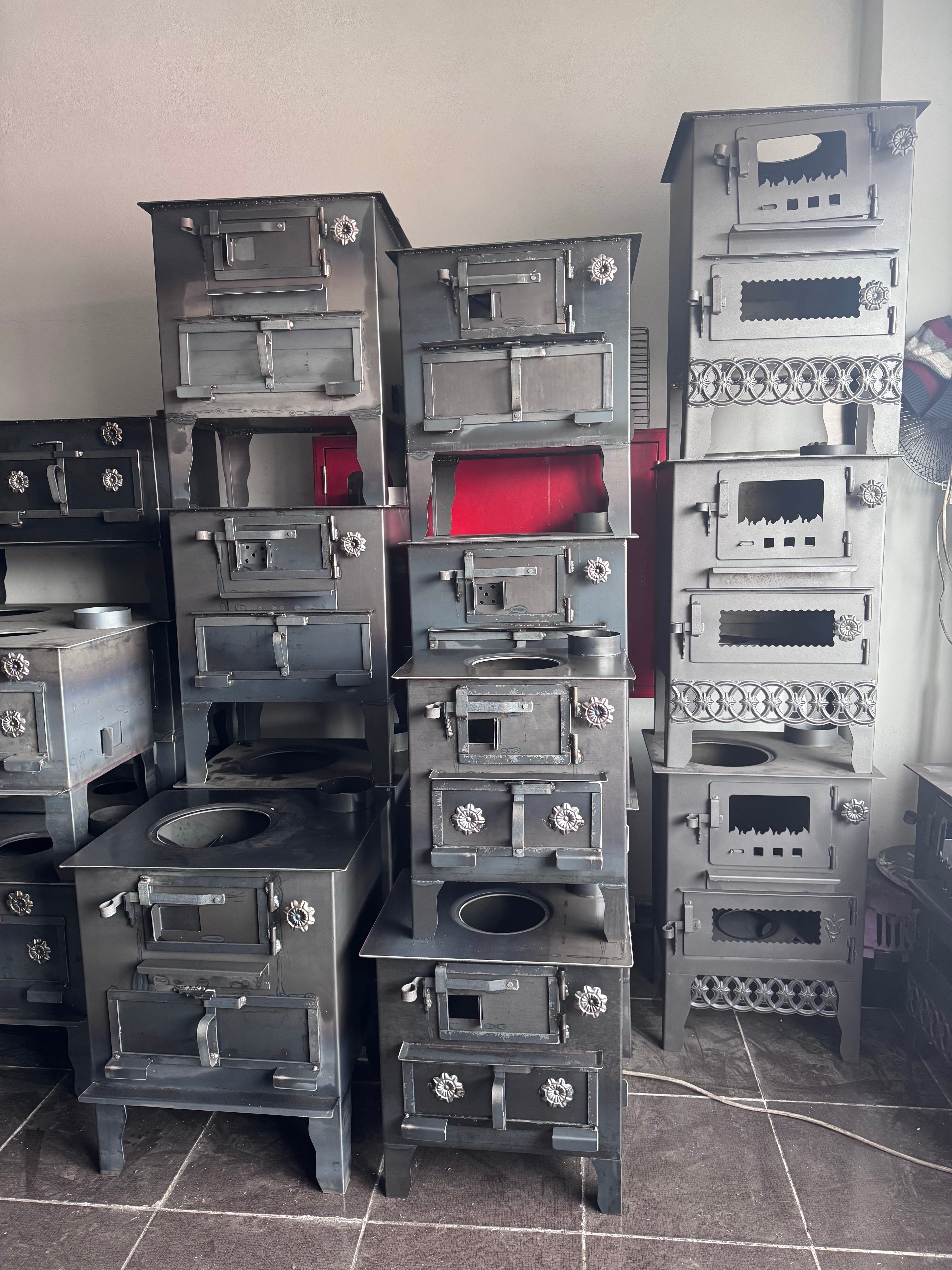 Mini Kuzine Camlı Fırın Odun Kömür Sobası 40x50