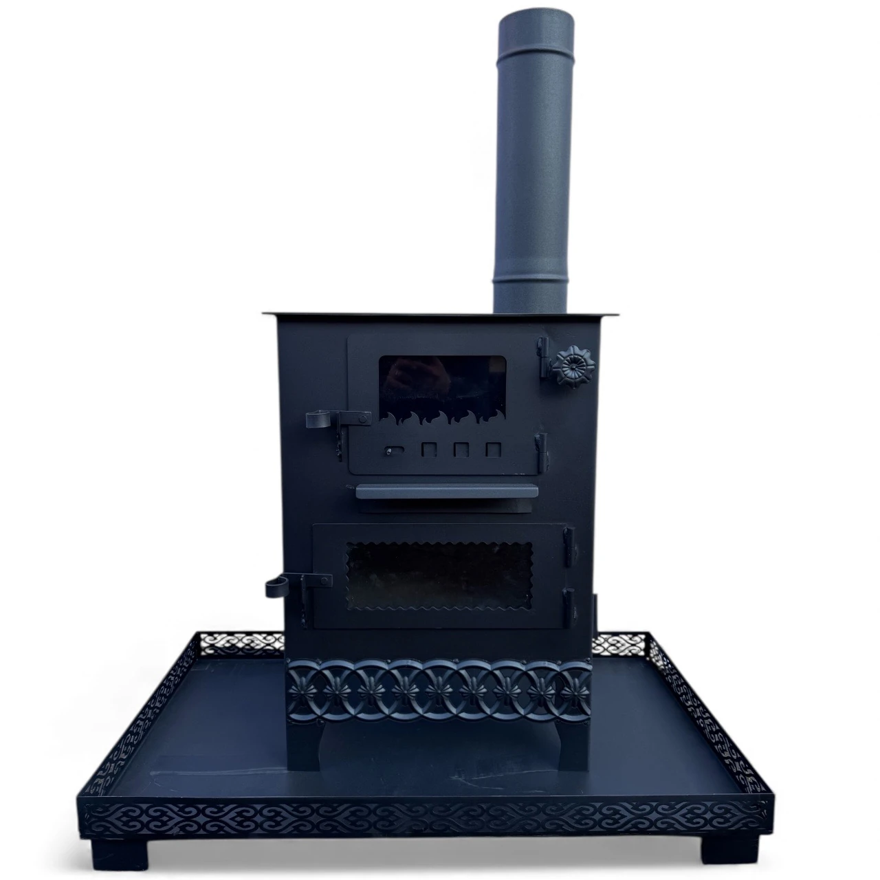 Mini Kuzine Camlı Fırın Odun Kömür Sobası 