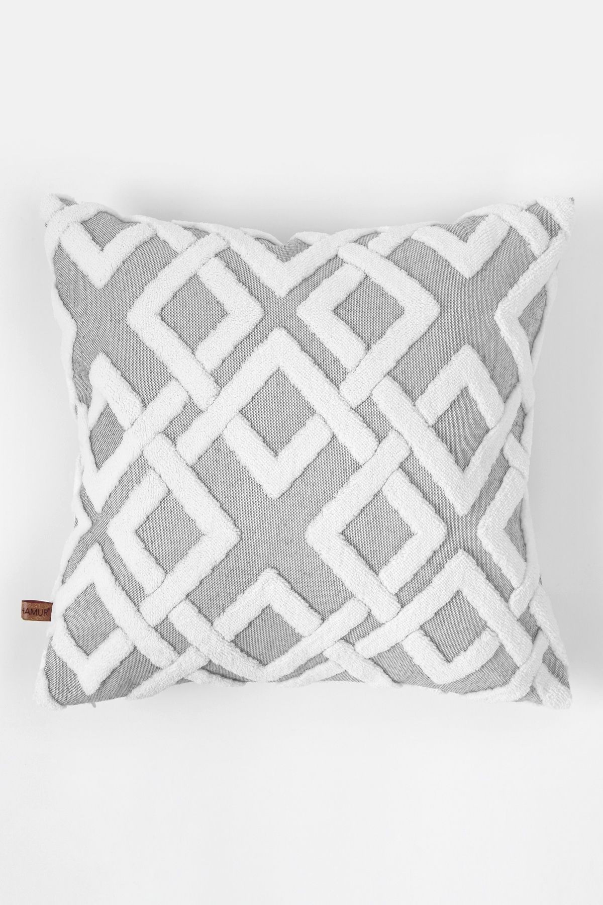 Bohem Punch Kırlent Kılıfı Kılıfı Mila Gri 50x50 cm
