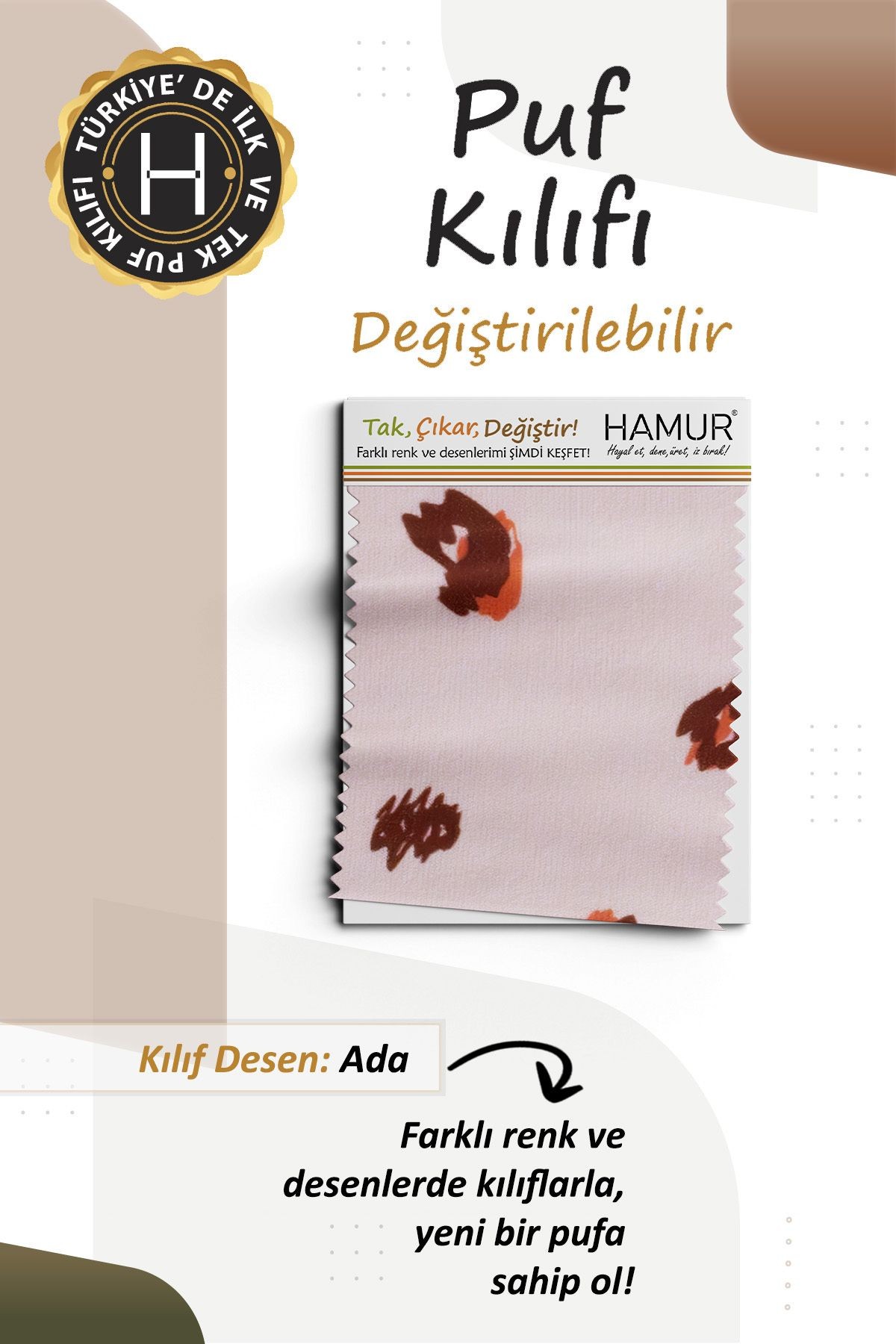 Tek kılıf Puf/Tabure Cepli Kids Ada