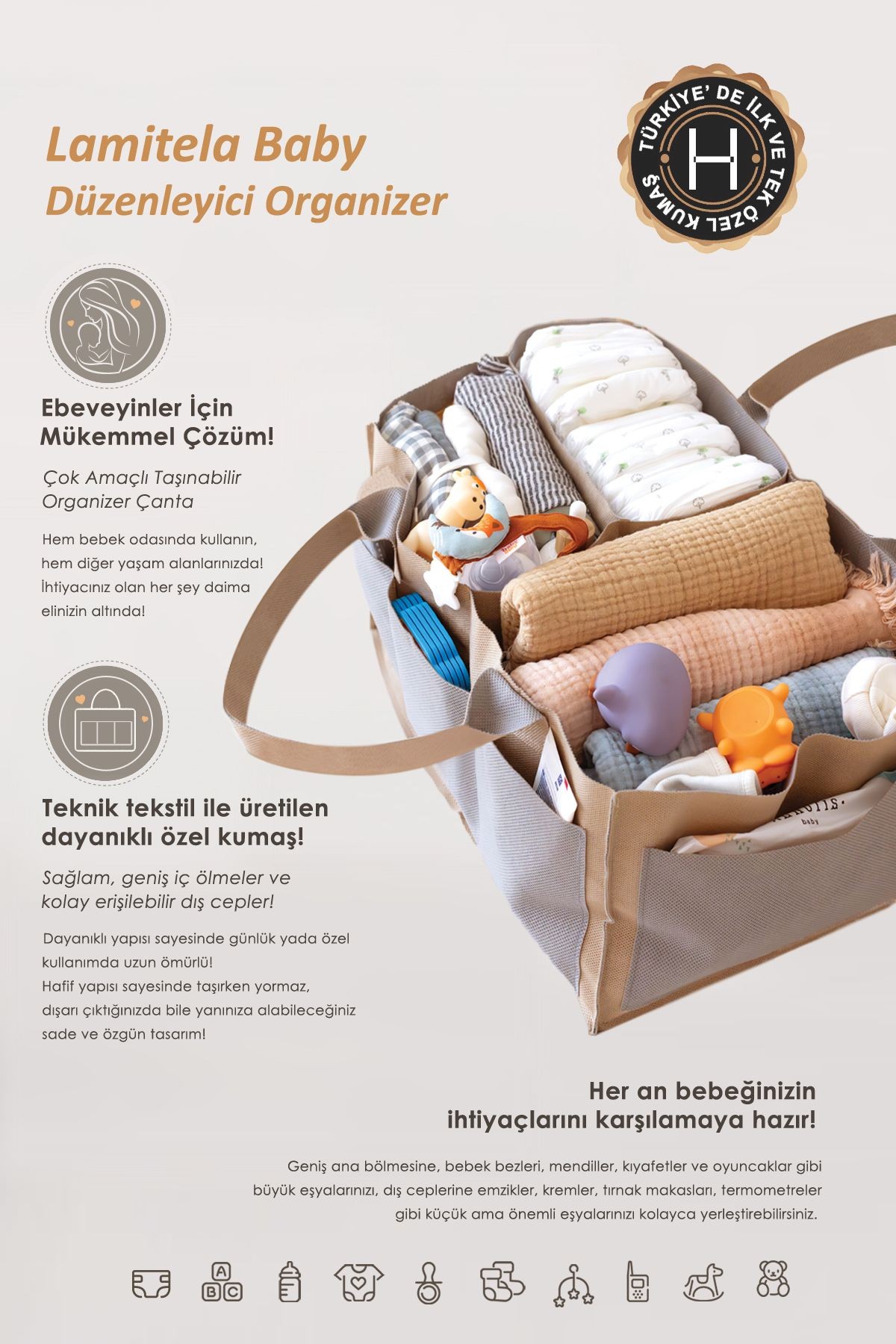 Bebek Bakım Düzenleyici MD Düz Bej
