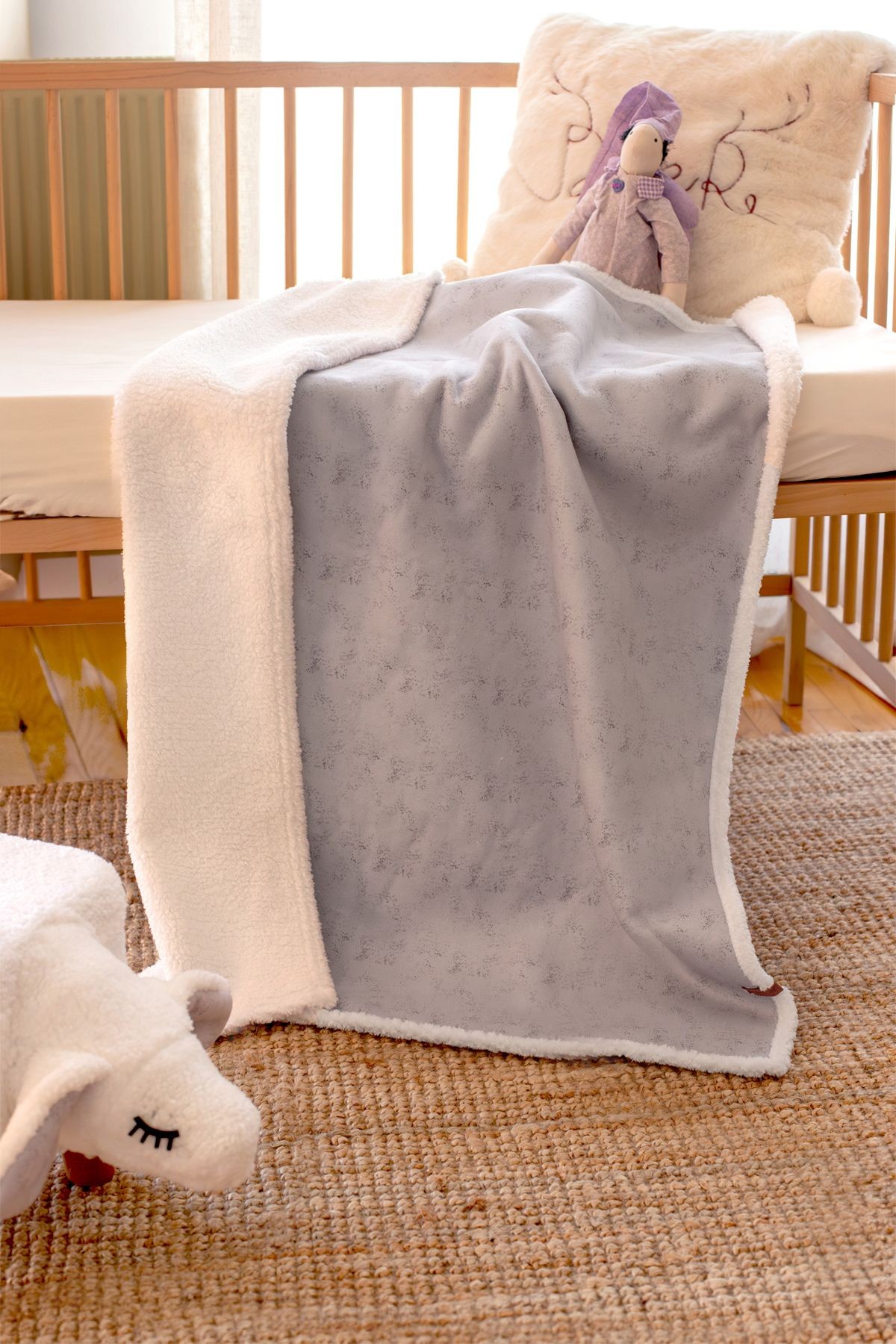 Fluffy Bebek BATTANiYE 80x100 cm Solid Gri