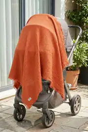 Müslin Bebek Pike %100 Pamuk 85x100 cm Yenidoğan Bebek Arabası Puset Örtüsü Kundak Battaniye Kiremit
