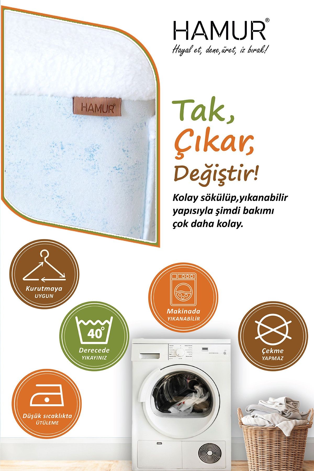 Tek kılıf Puf/Tabure Cepli Kids Solid Ç.Yeşili