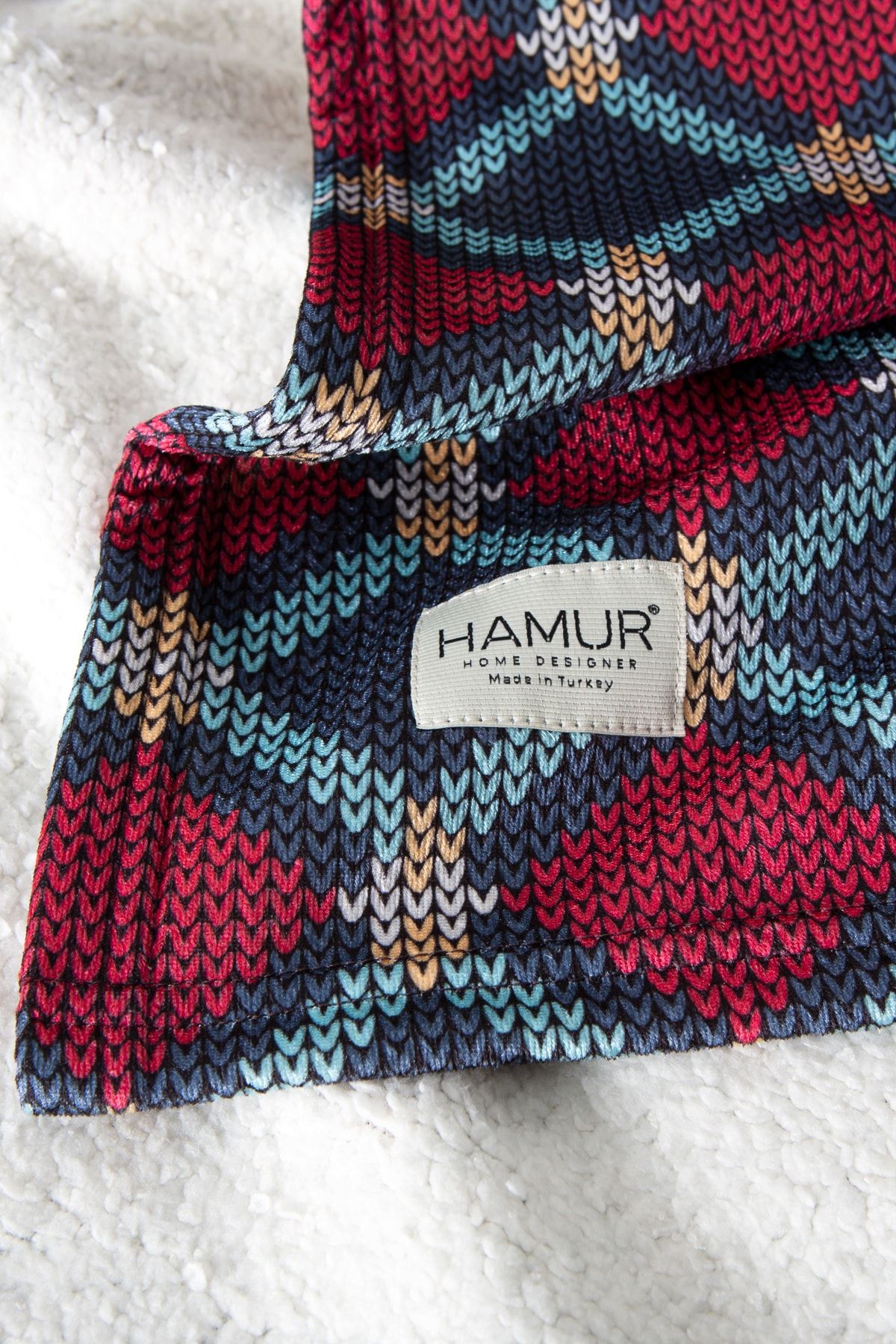 Lacivert Desenli Kadife Tek Kişilik Yatak Örtüsü