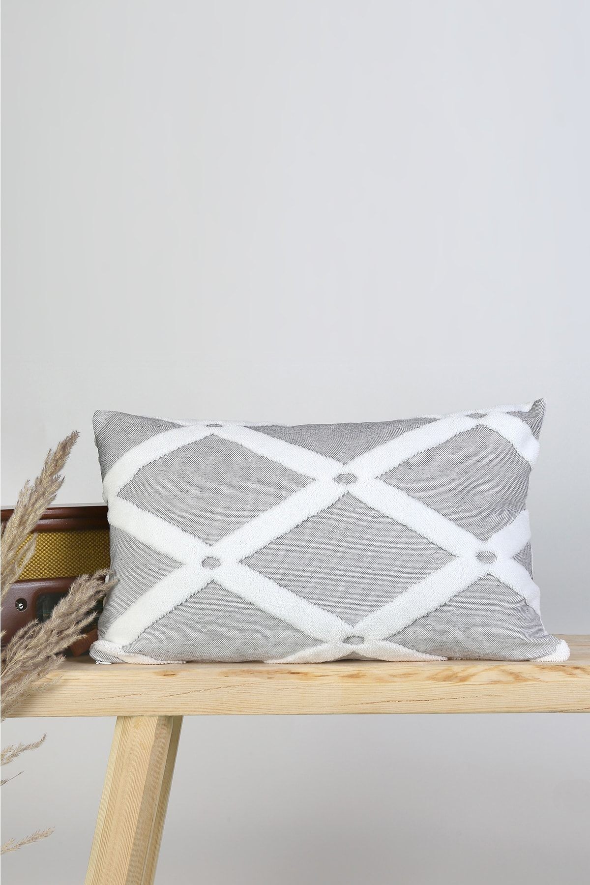Bohem Punch Kırlent Kılıfı Bella Gri - 28x50 cm