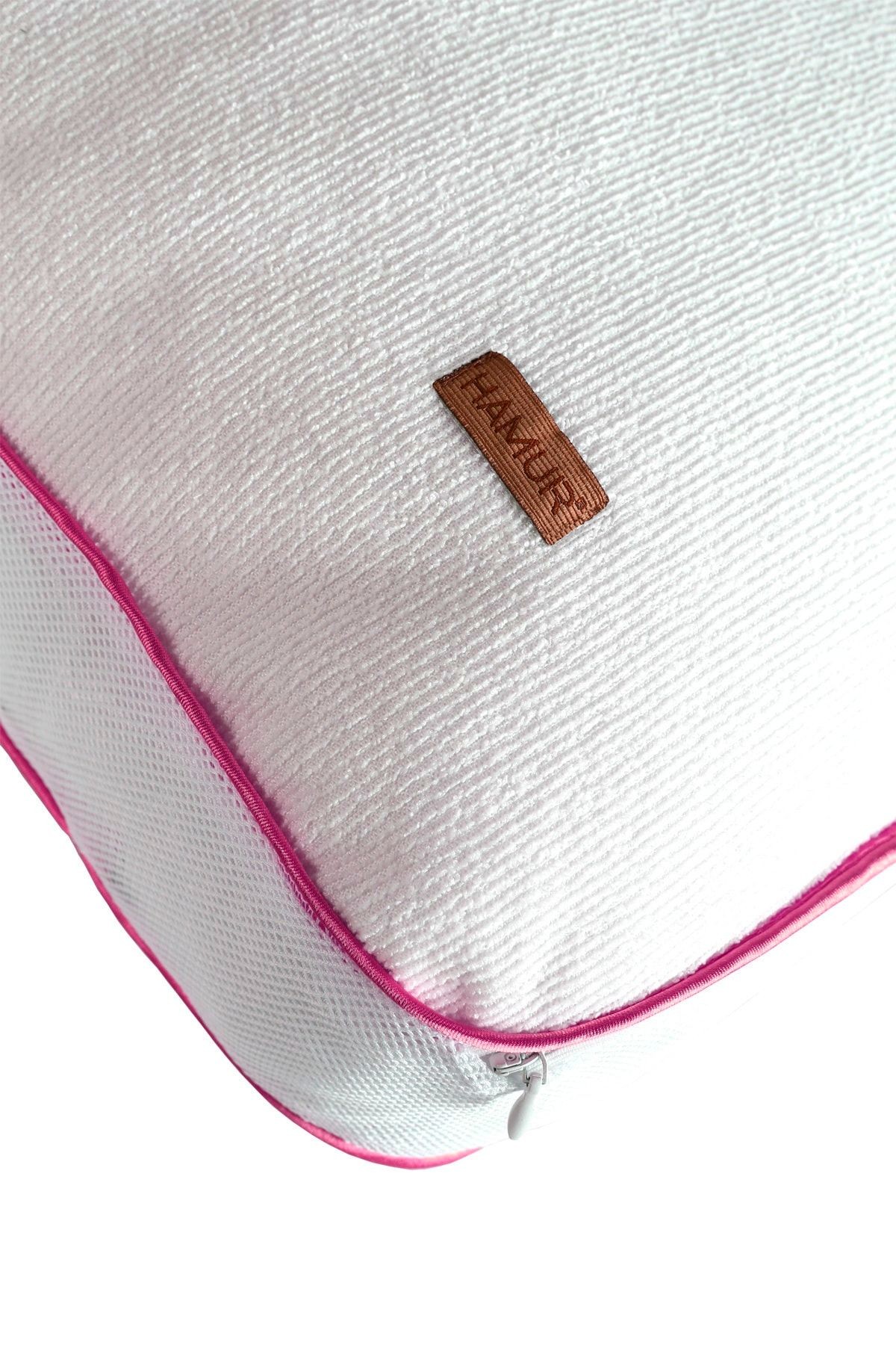 Fermuarlı 2 Adet Yastık Koruyucu Alez Mikrofiber 2 Li Klimalı Kılıf Pembe Biyeli