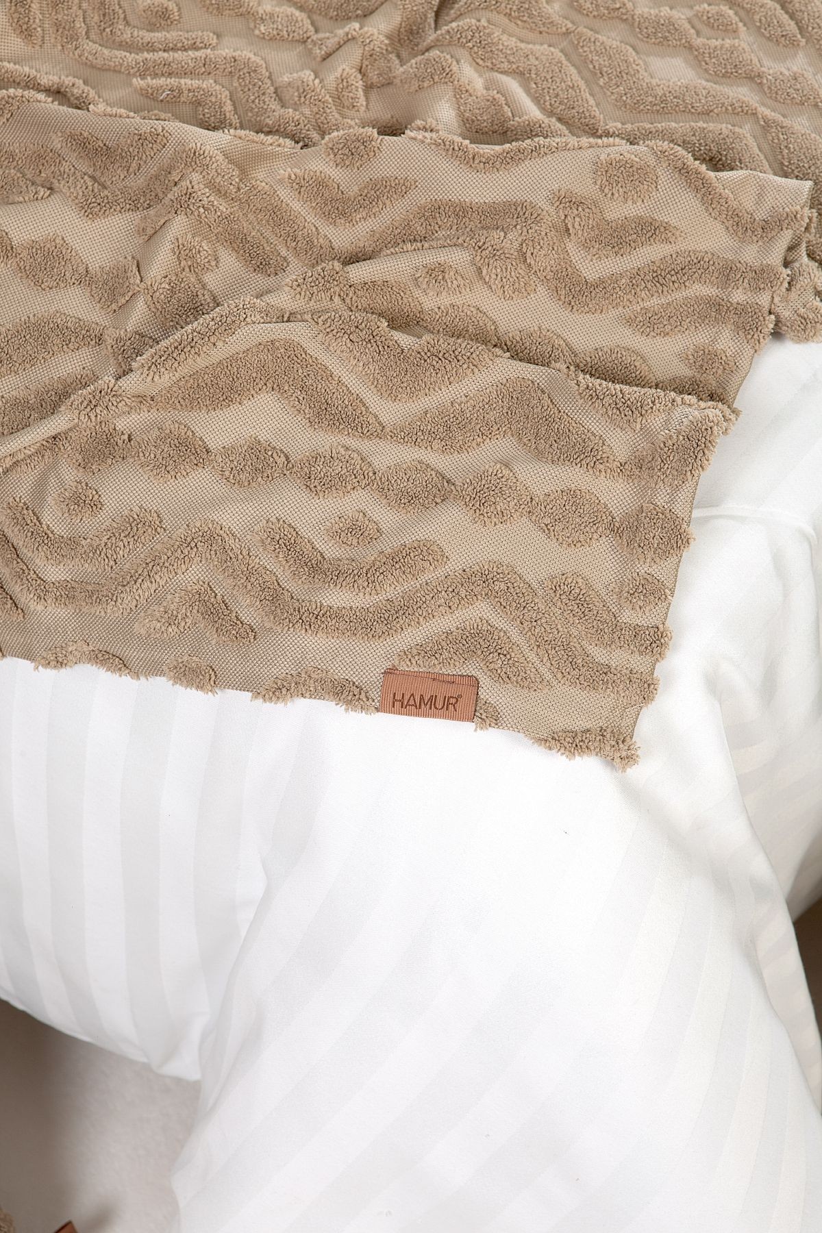 Jakarlı Yatak Runner Set Letta Natural