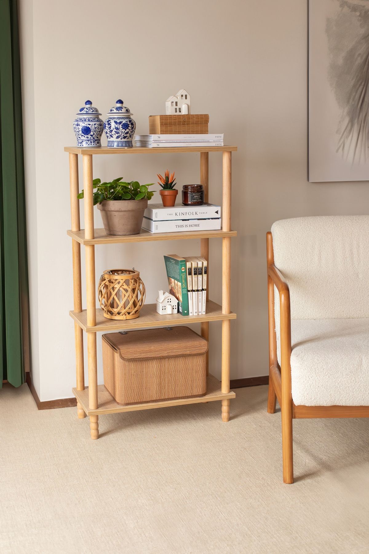 Concept 3 Raflı Organizer Kitaplık Banyo Mutfak Dolabı  Balkon Ofis Düzenleyici Ahşap Nature