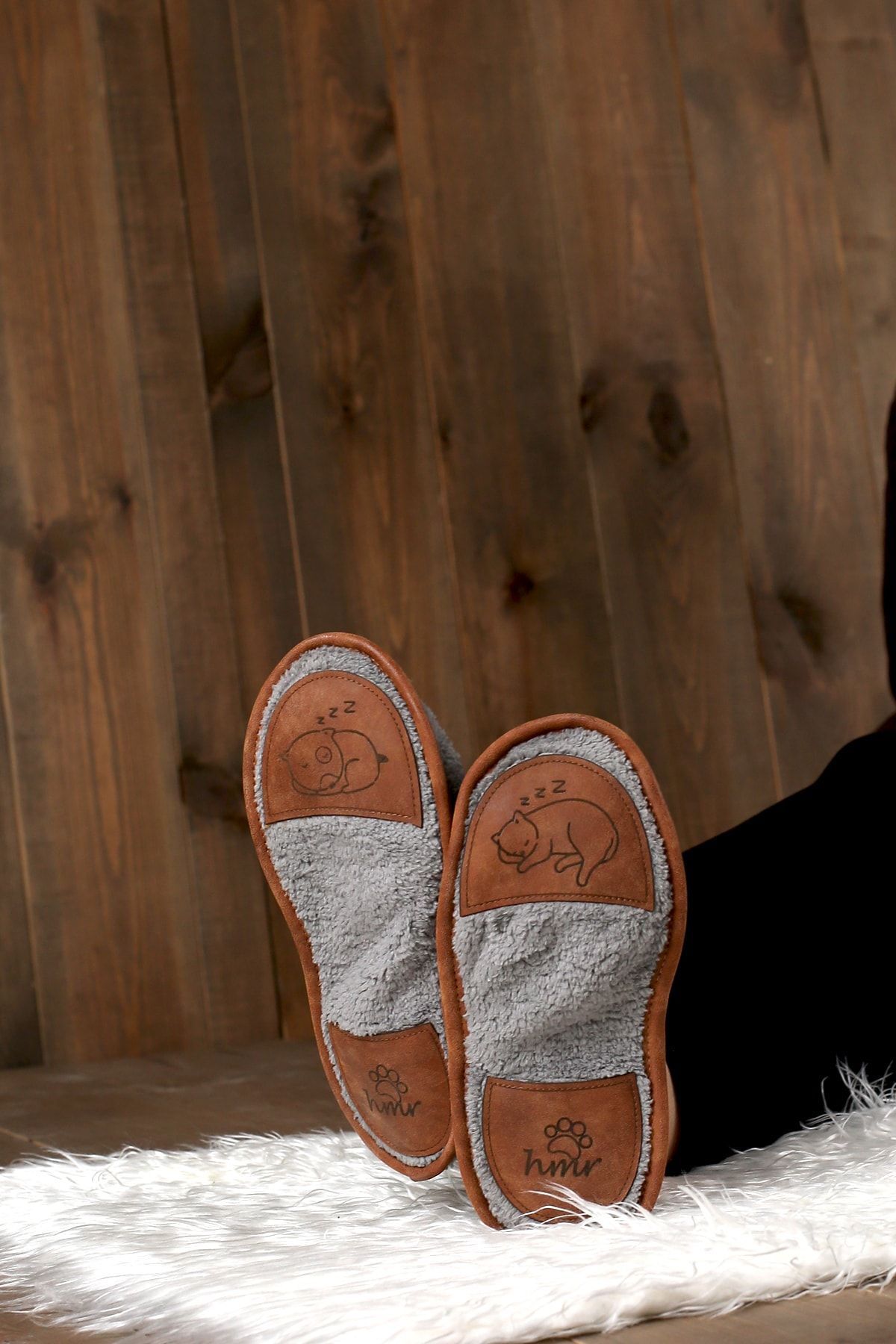 Kışlık Kaymaz Deri Taban Ev Patiği Ptk-gw Gri 38-40