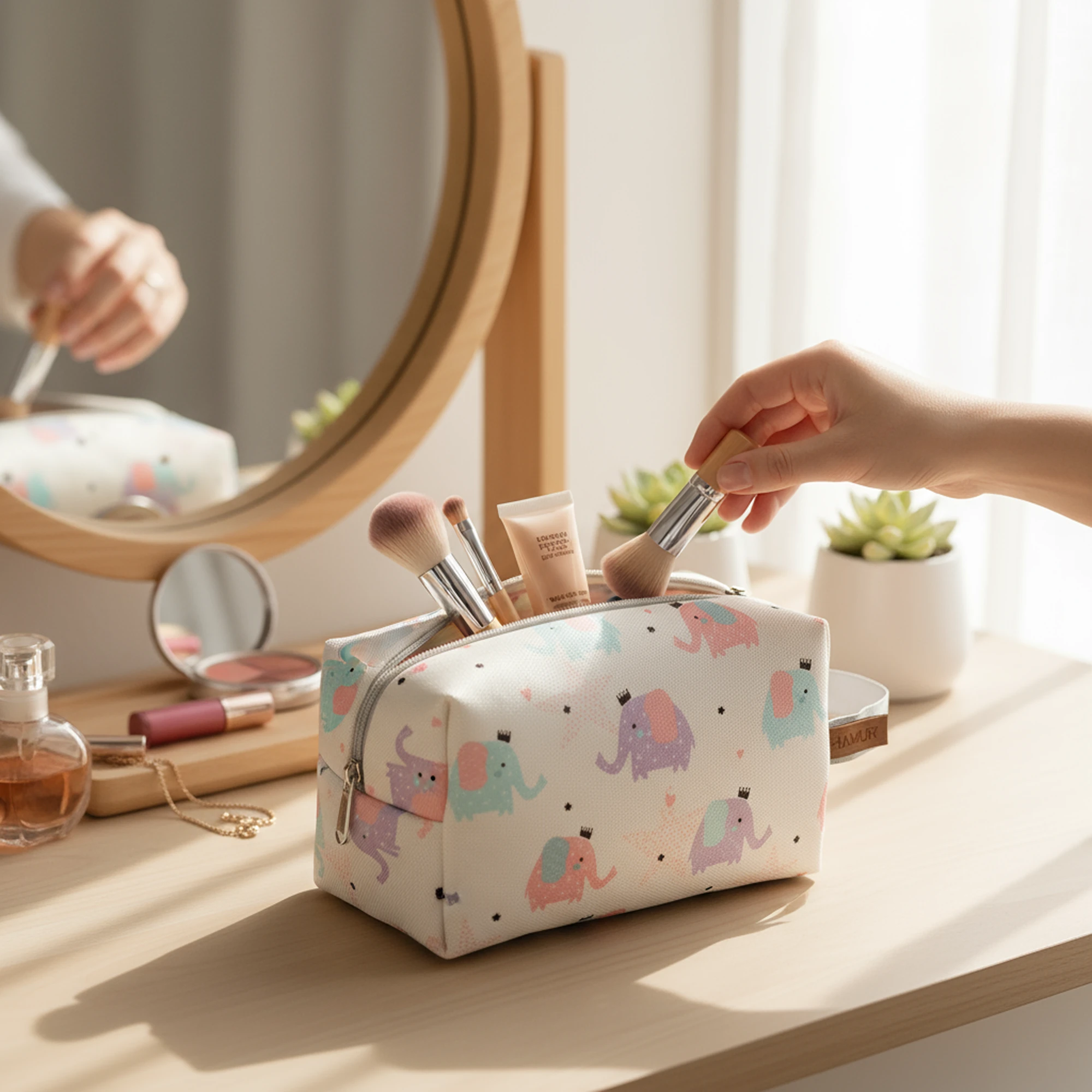 Kirli Temiz Islak Kuru Bebek Kıyafet Çok Amaçlı Makyaj Çantası Elephant