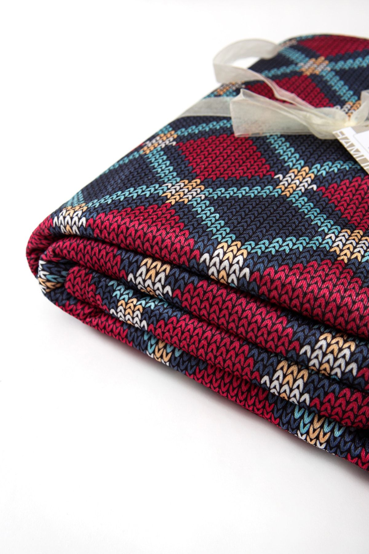 Lacivert Desenli Kadife Tek Kişilik Yatak Örtüsü