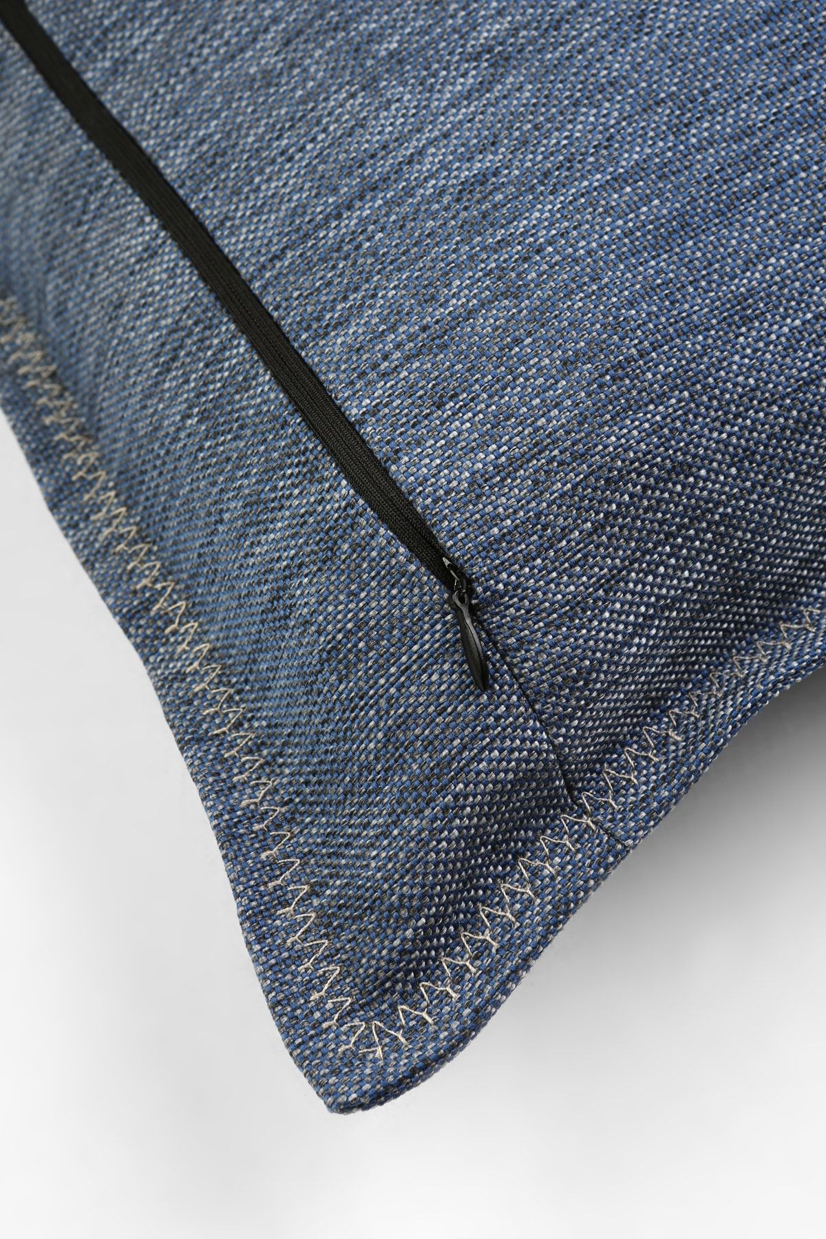 Etnik Vintage Işlemeli Dokuma Kırlent Kılıfı Boho Zigzag Lacivert 44x44 cm