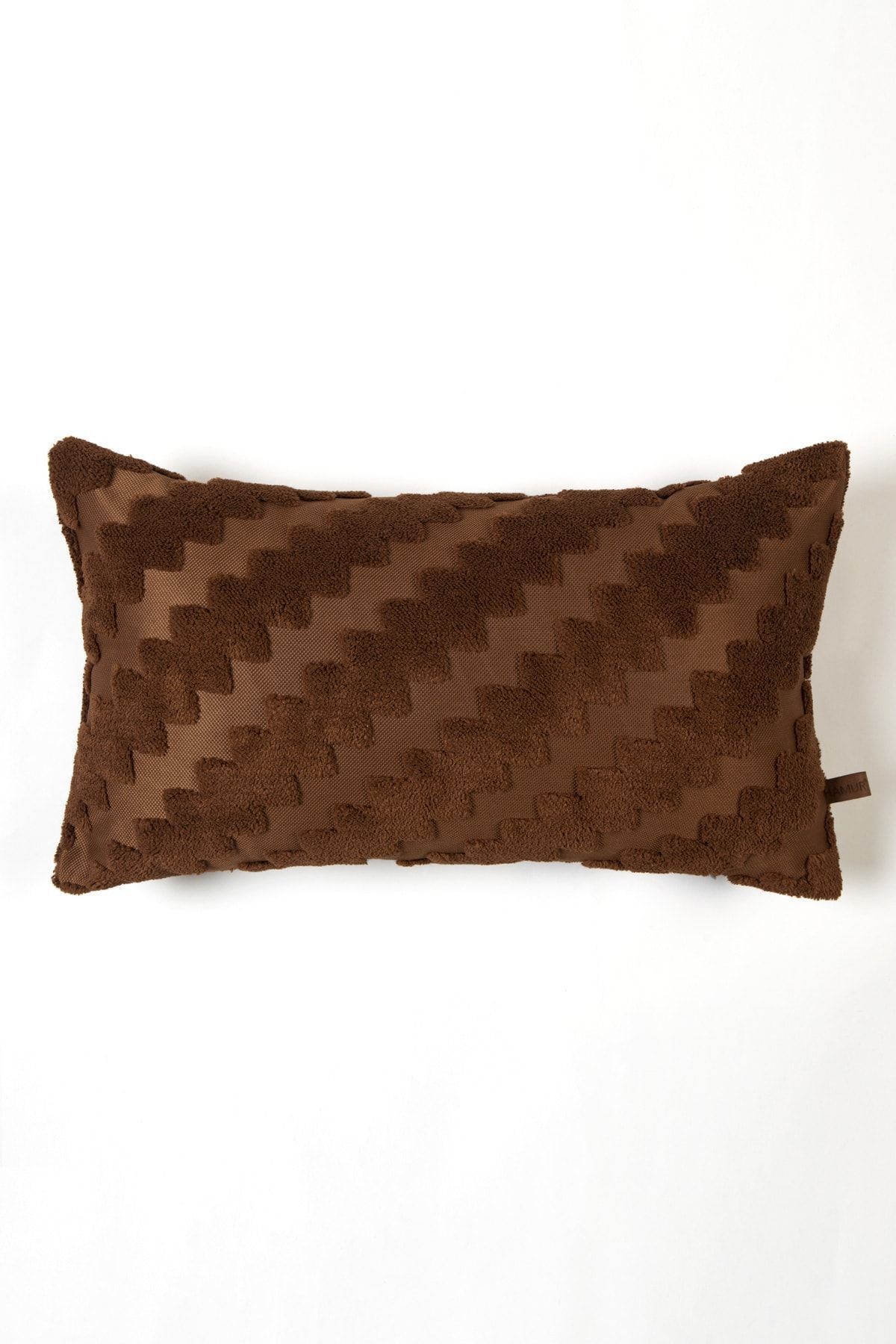 Bohem Özel Tasarım Punch Panç Desen Dikdörtgen Dekoratif Kırlent Kılıfı Zigzag Taba 28x50 cm
