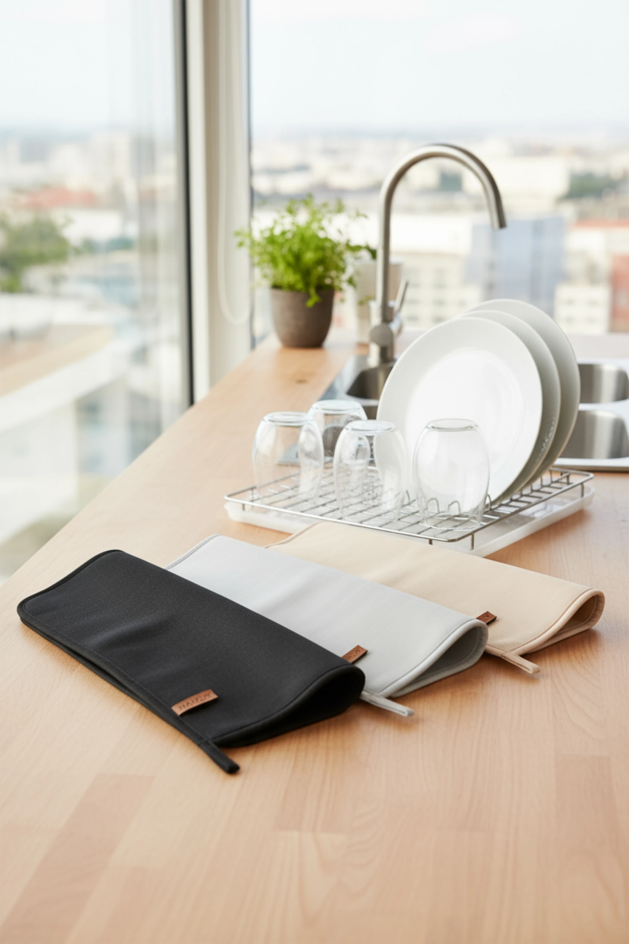 Basic Bulasik Kurutma Mati Kurulama Bezi Kurutma Örtüsü Tezgah Üstü Siyah (T)