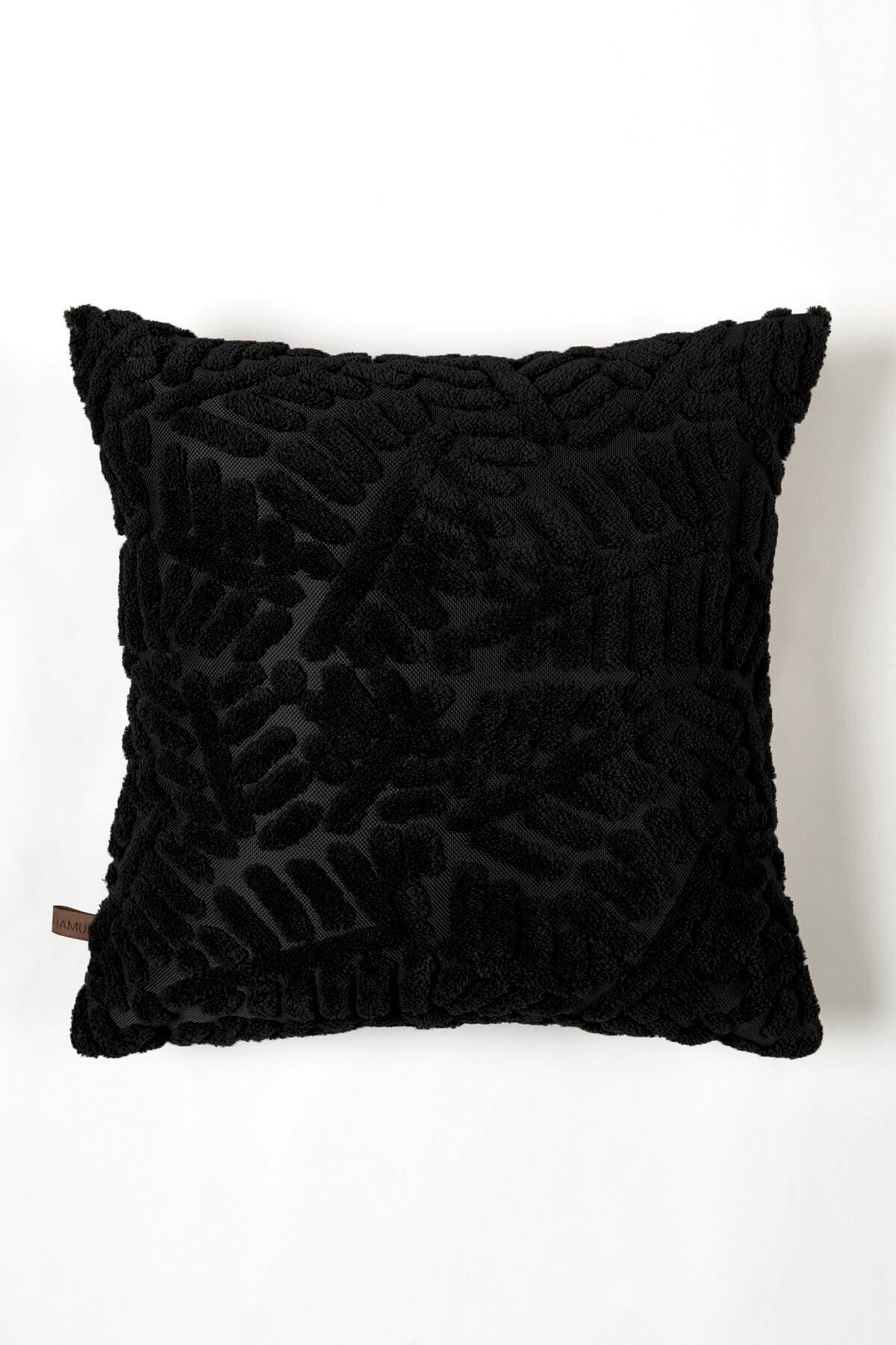 Bohem Özel Tasarım Punch Panç Desen Kare Dekoratif Kırlent Kılıfı Forest Siyah 43x43 cm