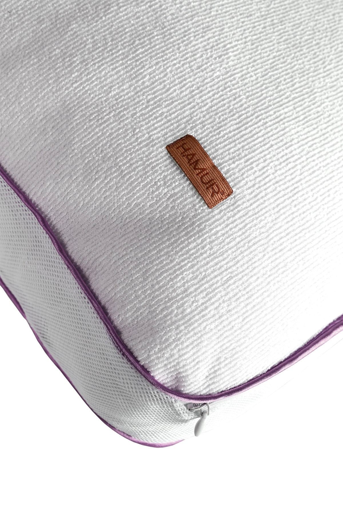 Fermuarlı 2 Adet Yastık Koruyucu Alez Mikrofiber 2 Li Klimalı Kılıf Mor Biyeli