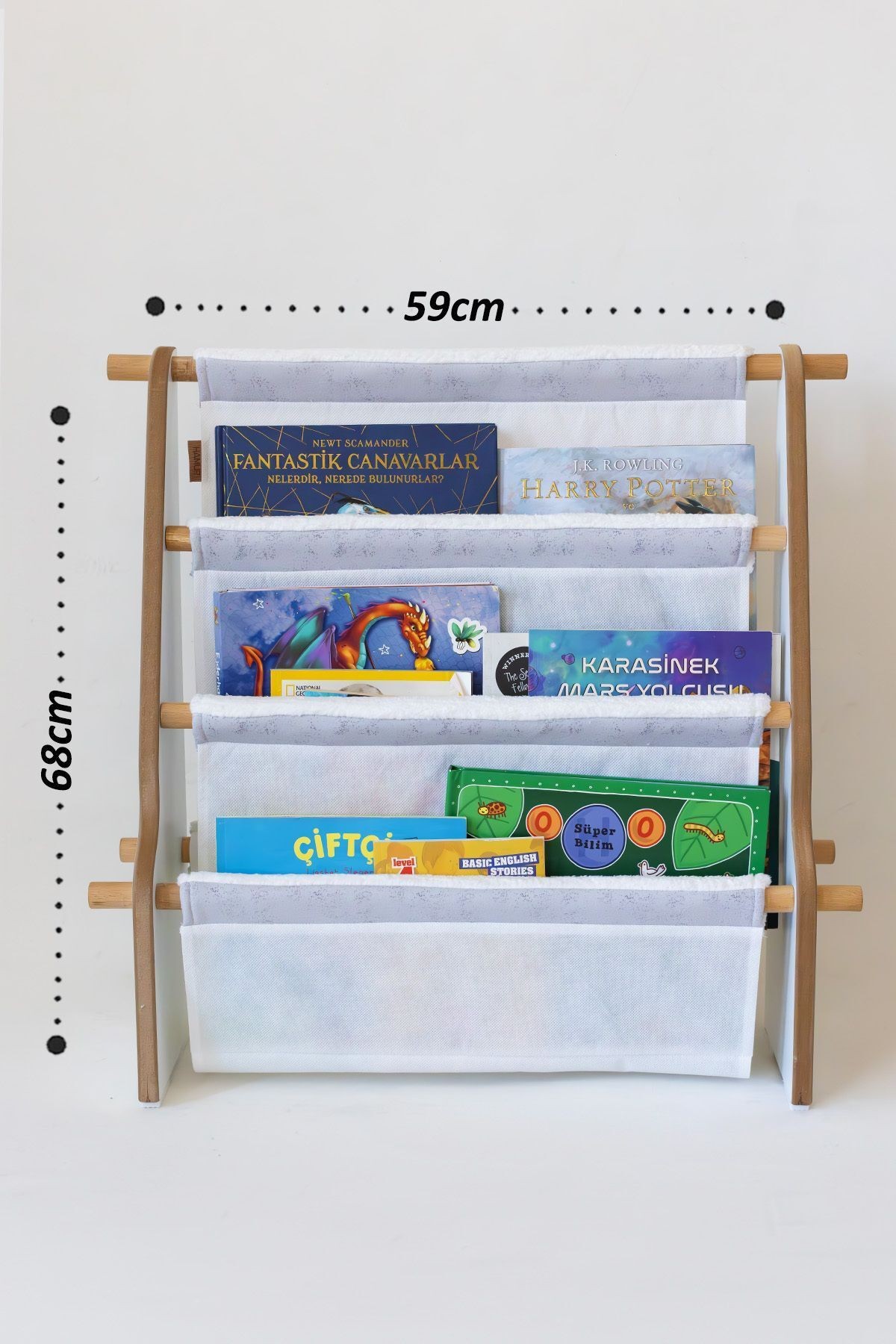 Ahşap Çocuk Kitaplık Solid Gri