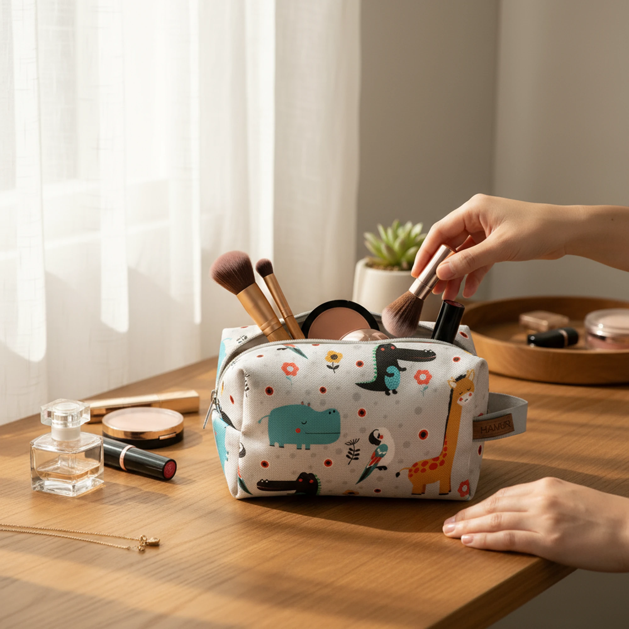 Kirli Temiz Islak Kuru Bebek Kıyafet Çok Amaçlı Makyaj Çantası Animal