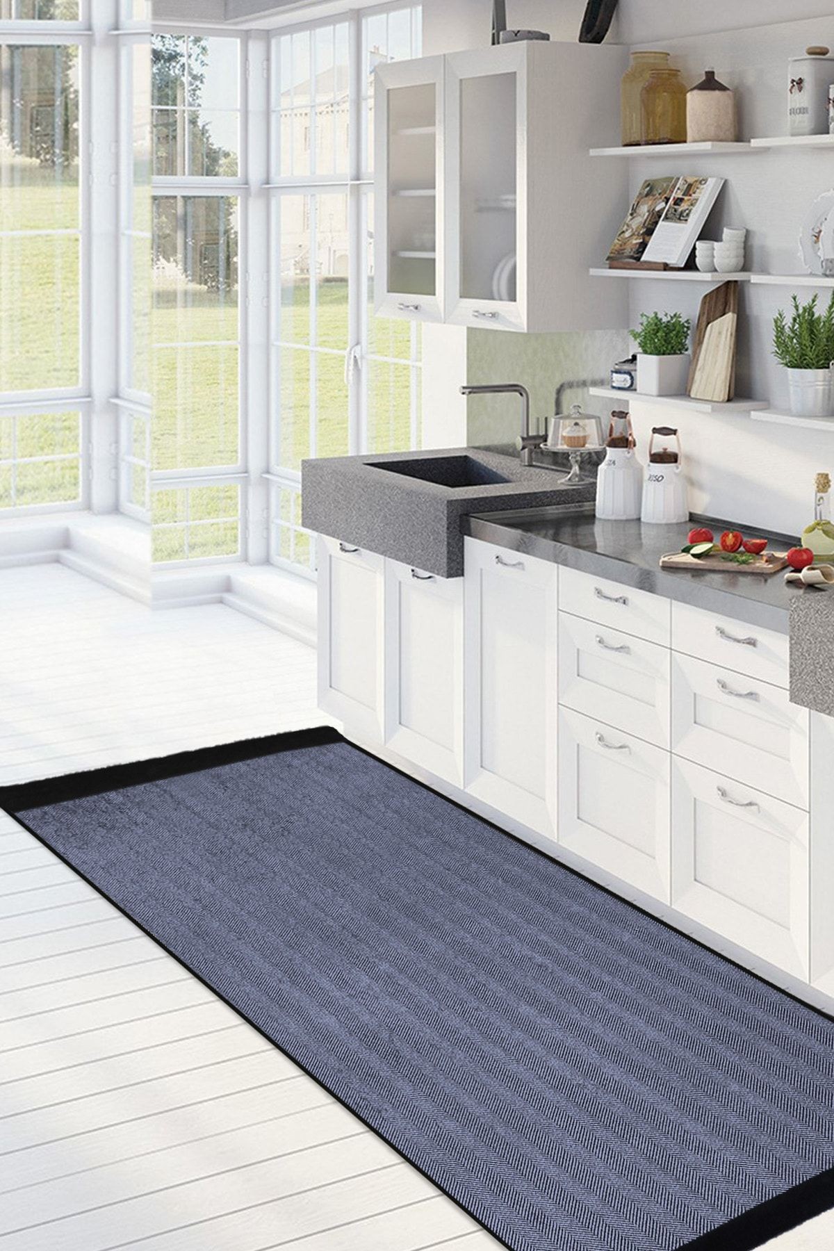 Native Kaymaz Taban Kilim Salon Halısı Mutfak Halısı Koridor Halısı Fabric Denim