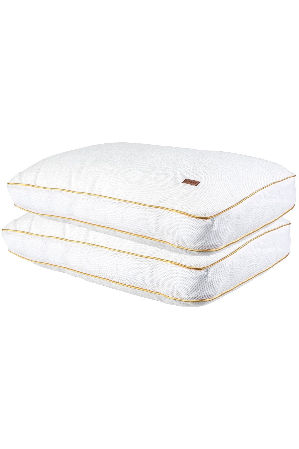 Fermuarlı 2 Adet Yastık Koruyucu Alez Mikrofiber 2 Li Klimalı Kılıf Gold Biyeli