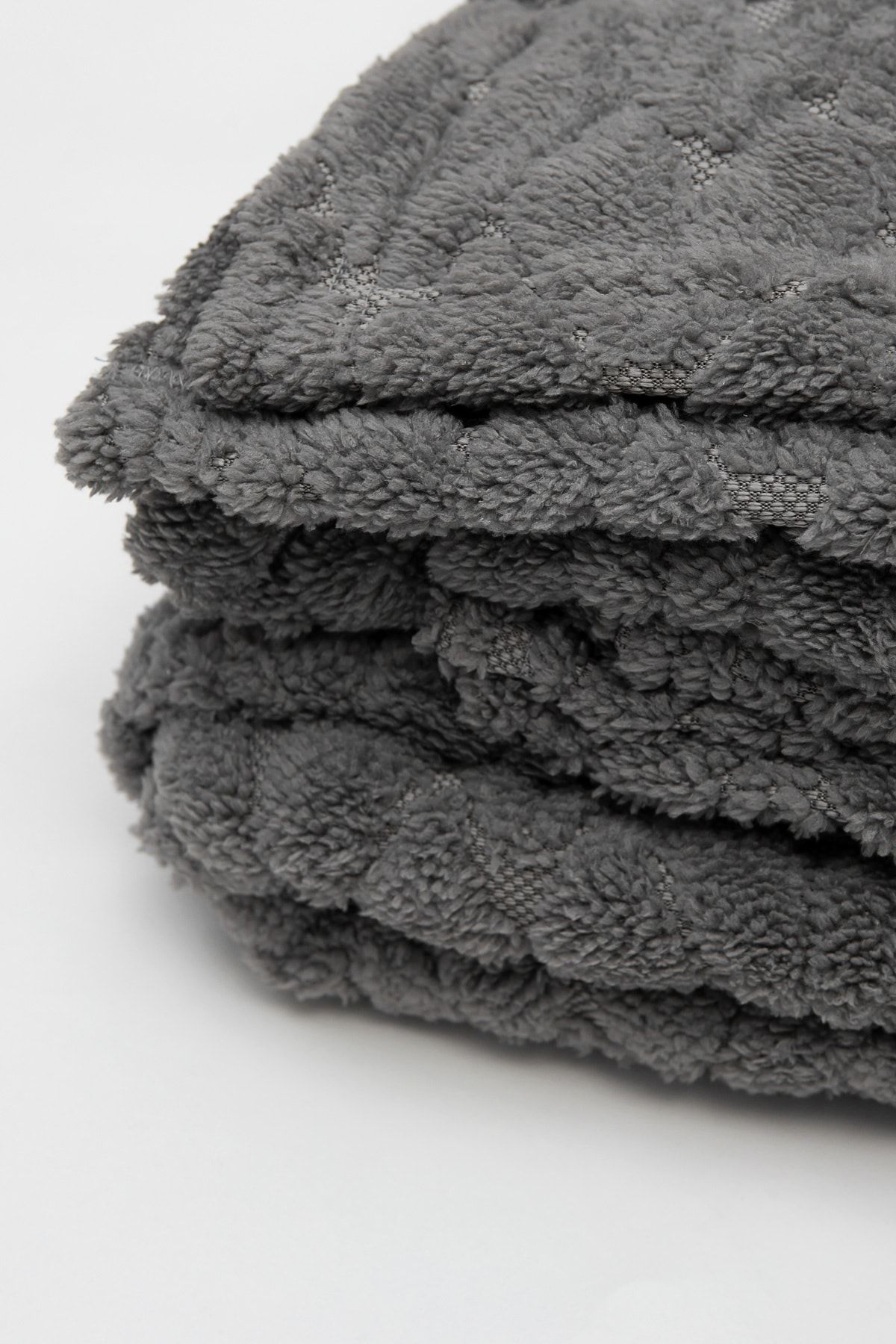 Forest Tek Kişilik Jakarlı Örme Battaniye Koyu Gri