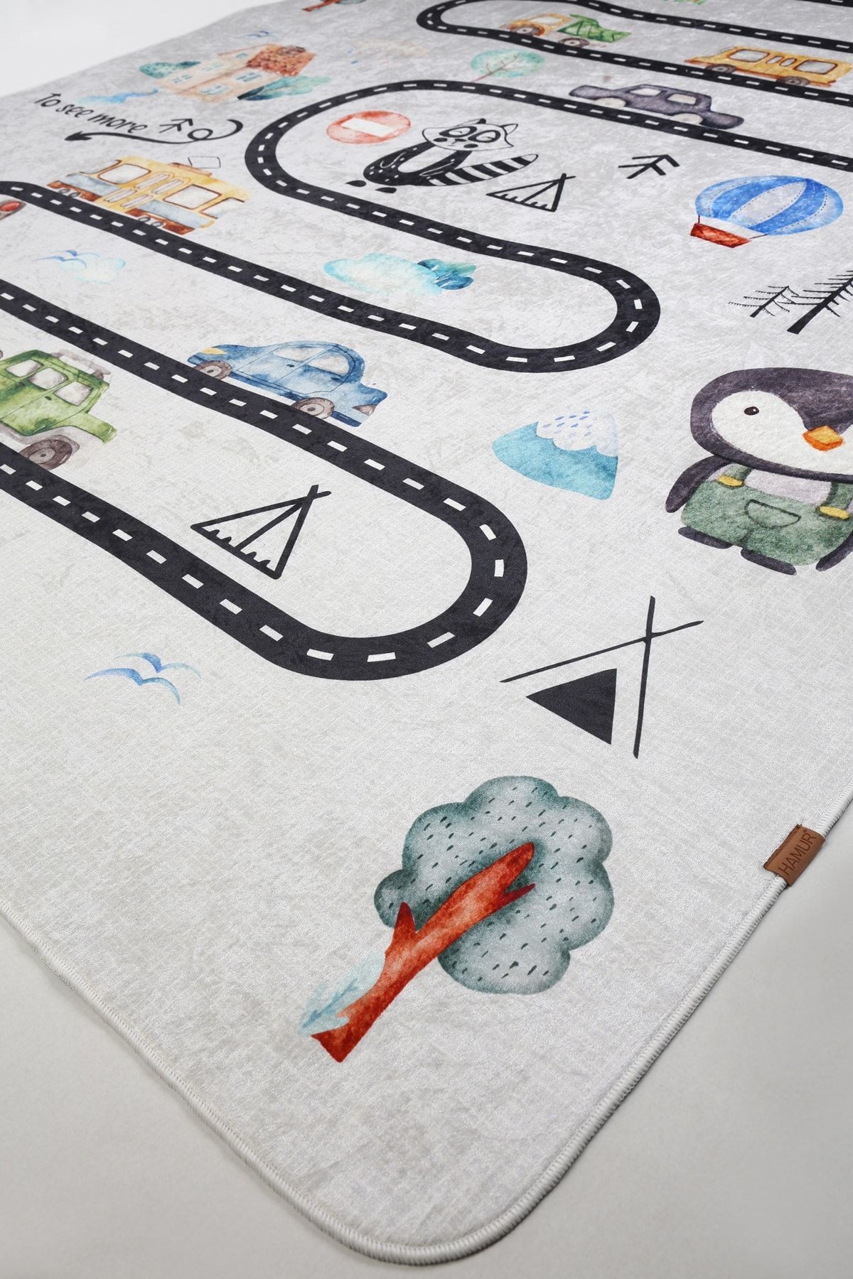 Oyun Mati / Halisi 160x200 cm Araba Yolu Gri