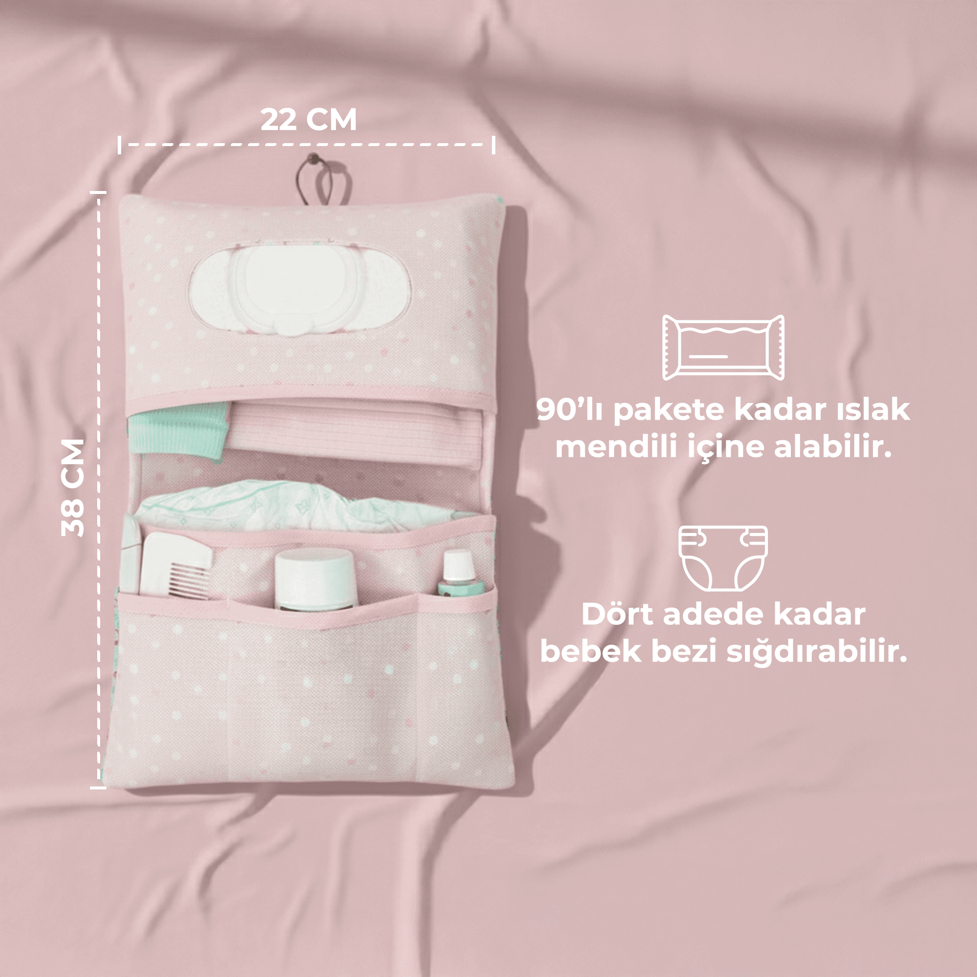 Bebek Bakım Çantası Organizer Yenidoğan Alt Açma Değiştirme Düzenleyici Çantası  Flamingo