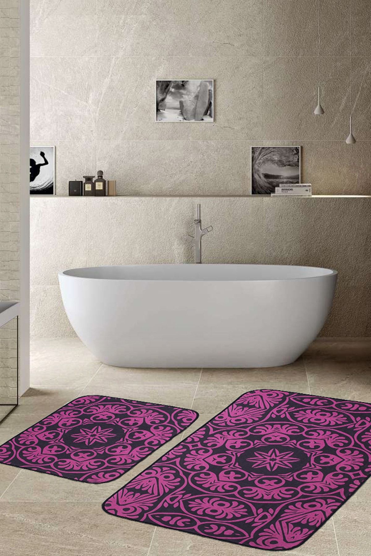 Batik 2 'li Set Banyo Paspası Kaymaz Taban Banyo Halısı