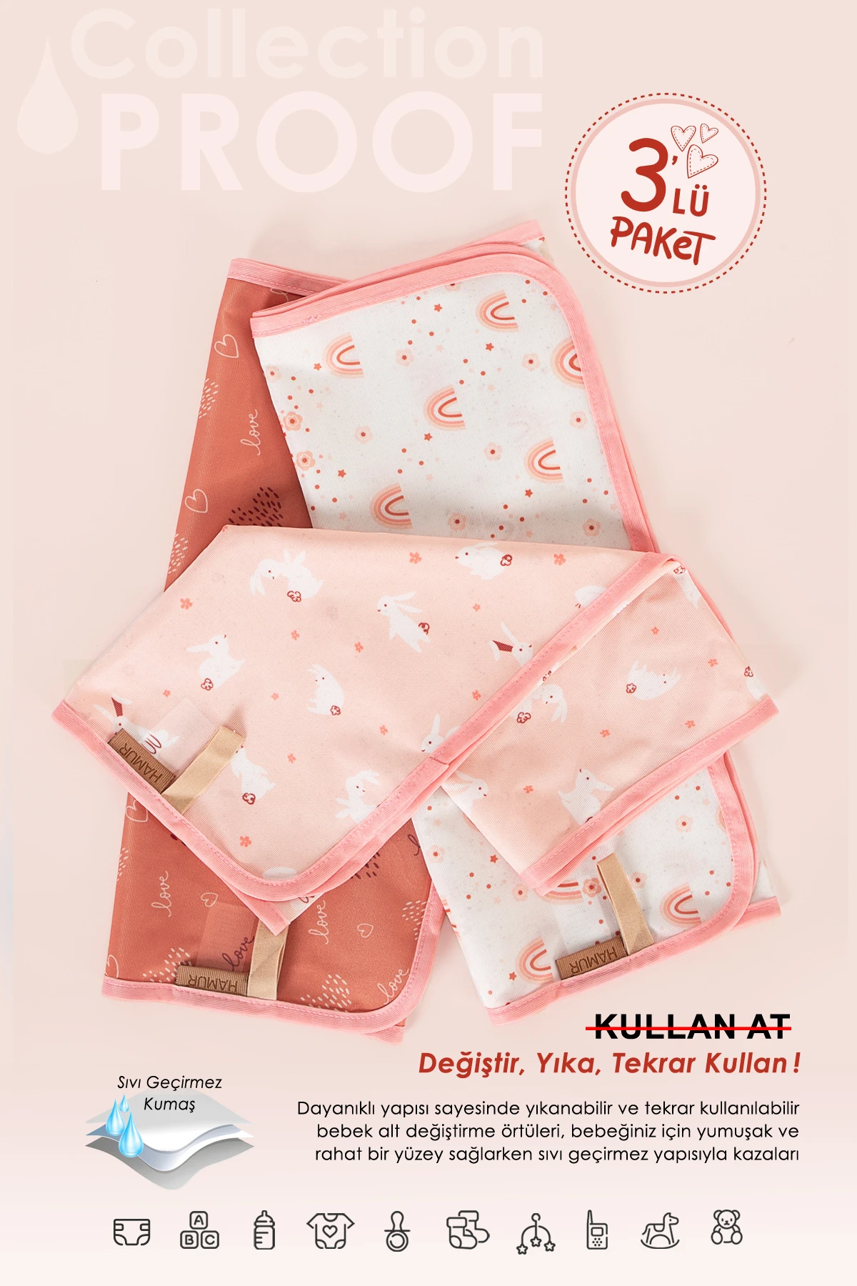 PROOF ALT AÇMA ÖRTÜSÜ 47x74 CM 3'LÜ SOMON GRUP