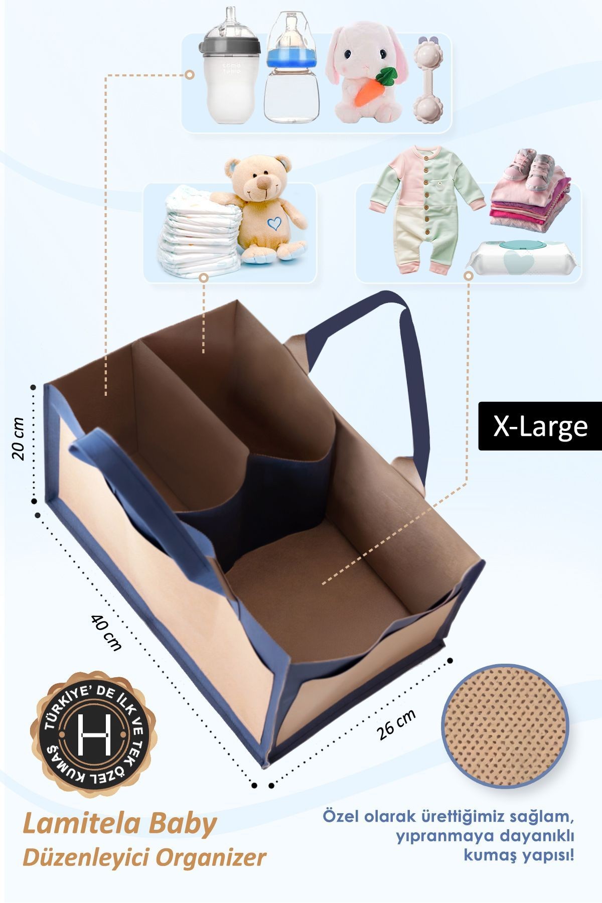 Bebek Bakım Düzenleyici XL Bej-Gri