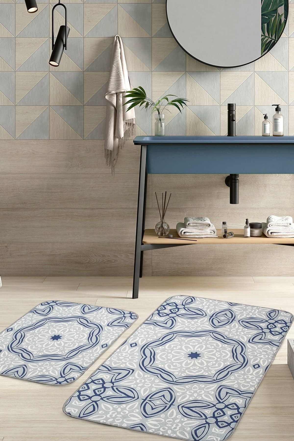Zelly 2 'li Set Banyo Paspası Kaymaz Taban Banyo Halısı