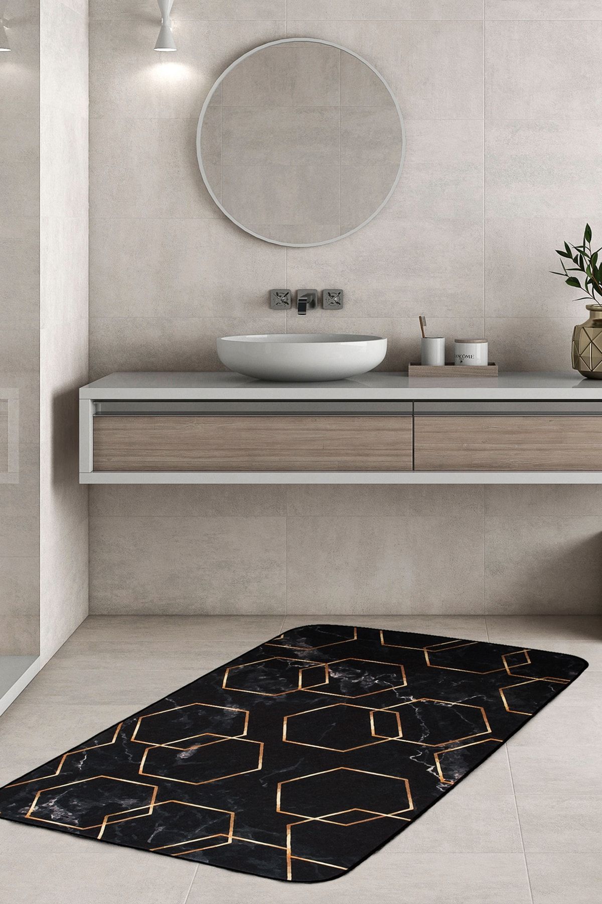 Siyah Kaymaz Taban Banyo Paspası