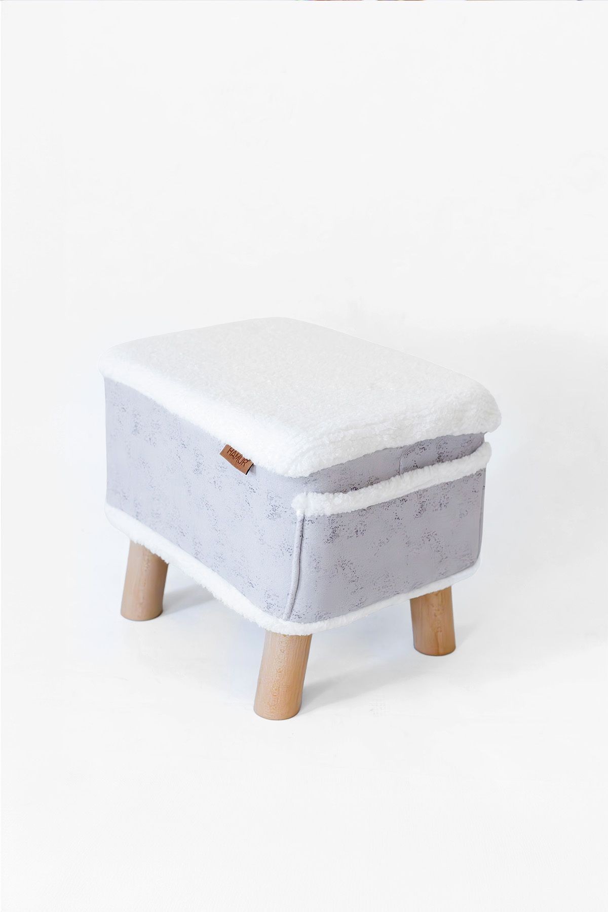 Dekoratif Puf/Tabure Cepli Kids Solid Gri