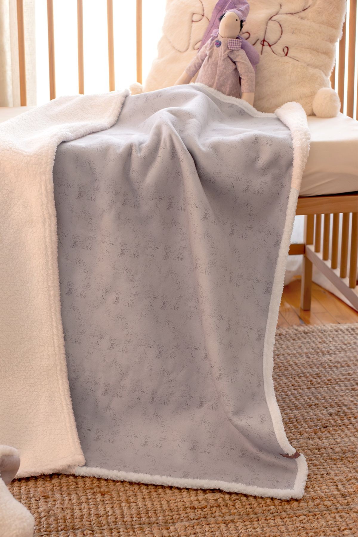Fluffy Bebek BATTANiYE 80x100 cm Solid Gri