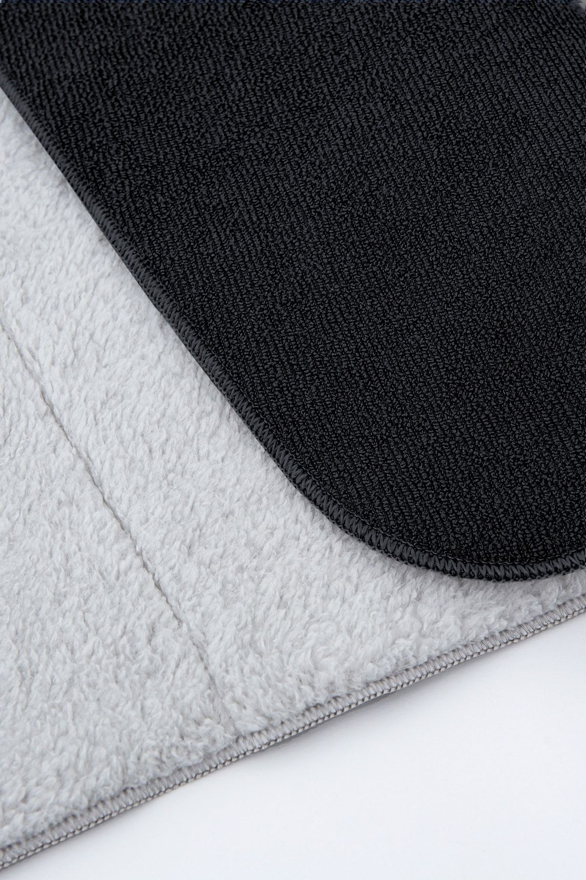 Siyah Microwell 3 Prç Set Microfiber Bulaşık Kurutma Matı 3'lü Mutfak Seti Kurulama Bezi Örtüsü