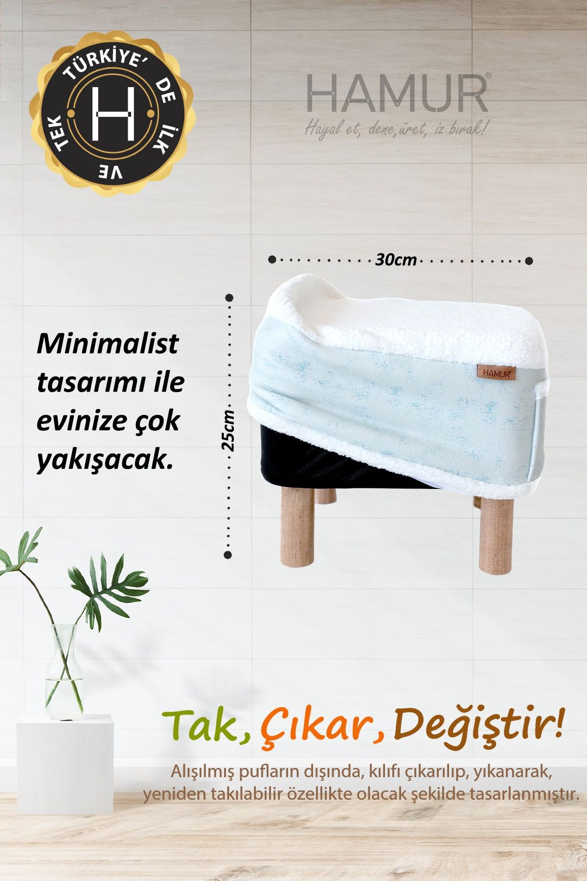 Tek kılıf Puf/Tabure Cepli Kids Solid Ç.Yeşili
