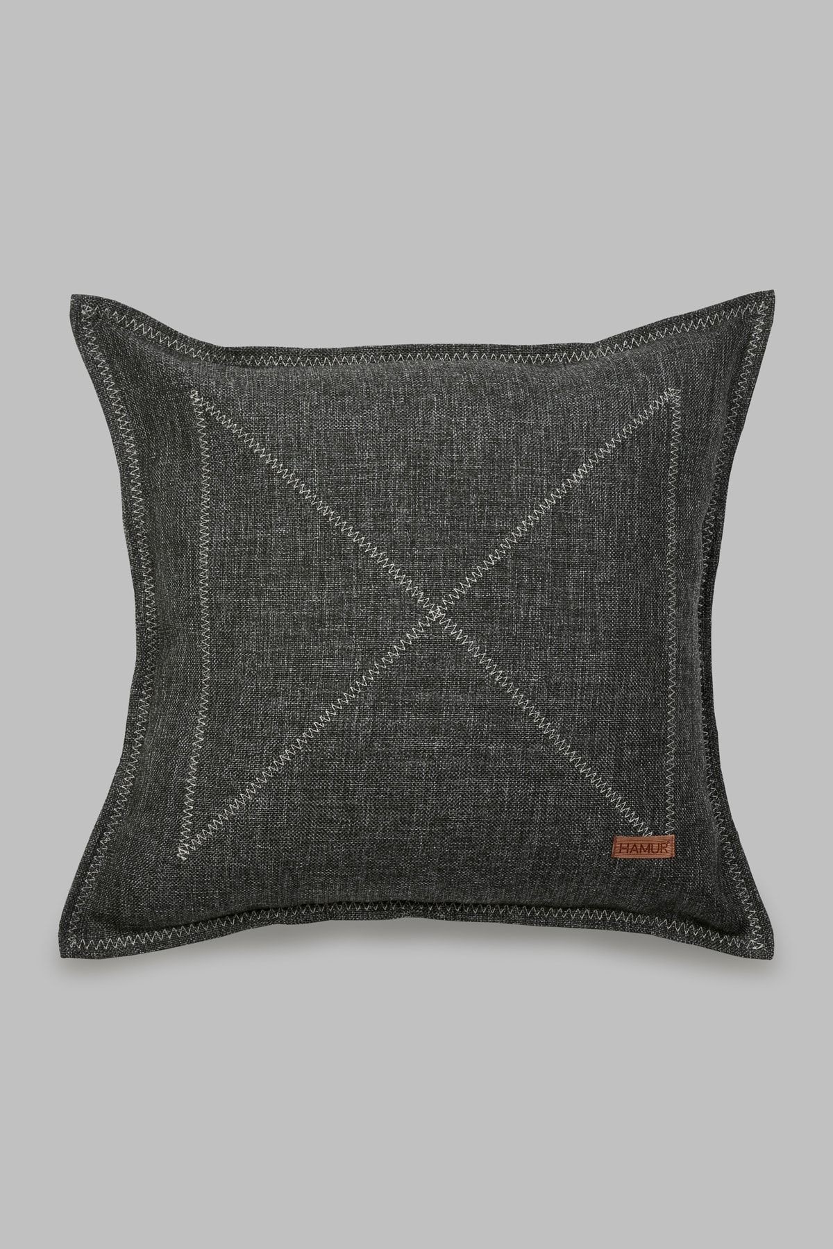 Etnik Vintage Işlemeli Dokuma Kırlent Kılıfı Boho Nordik Siyah 44x44 cm