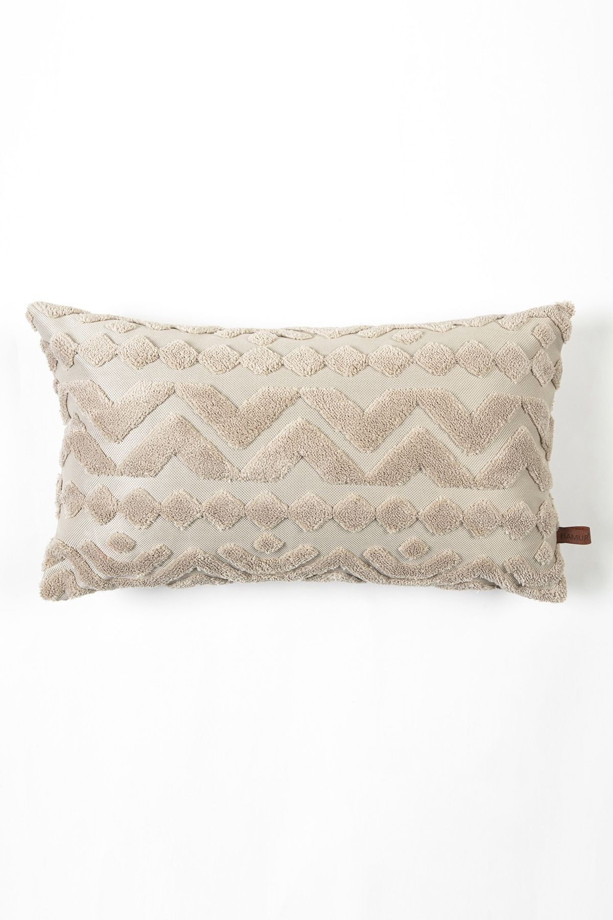 Bohem Özel Tasarım Punch Panç Desen Dikdörtgen Dekoratif Kırlent Kılıfı Letta Natural 28x50 cm