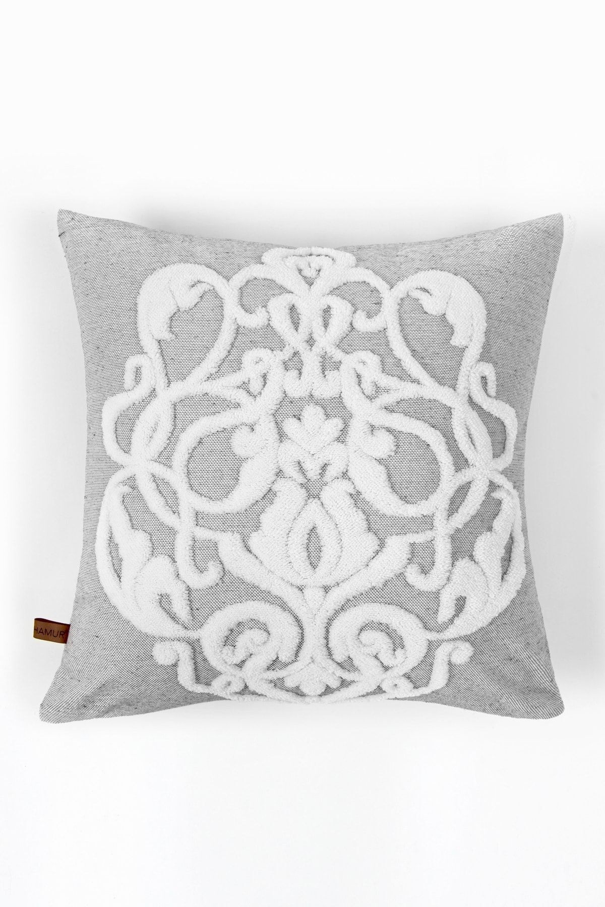 Bohem Punch Kırlent Kılıfı Damask Gri - 43x43 cm