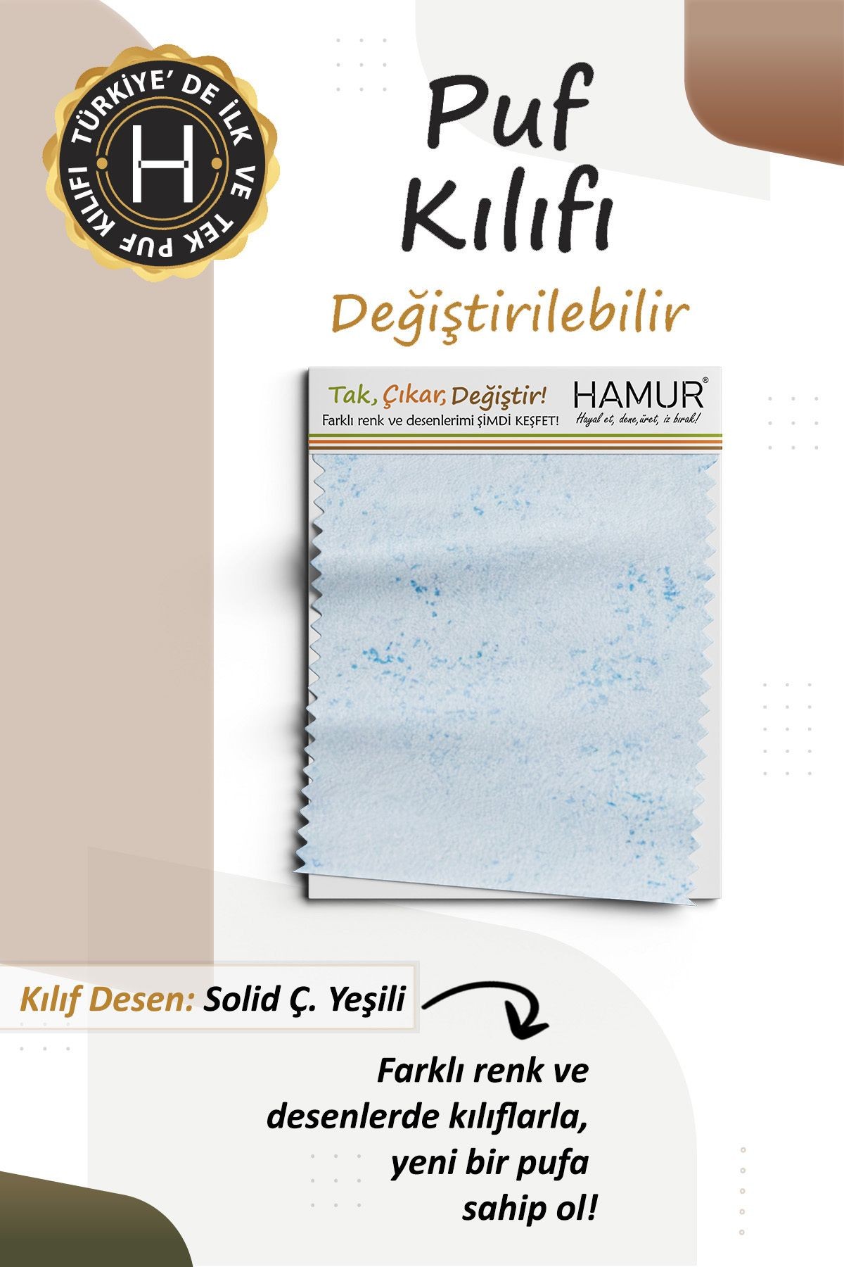 Tek kılıf Puf/Tabure Cepli Kids Solid Ç.Yeşili