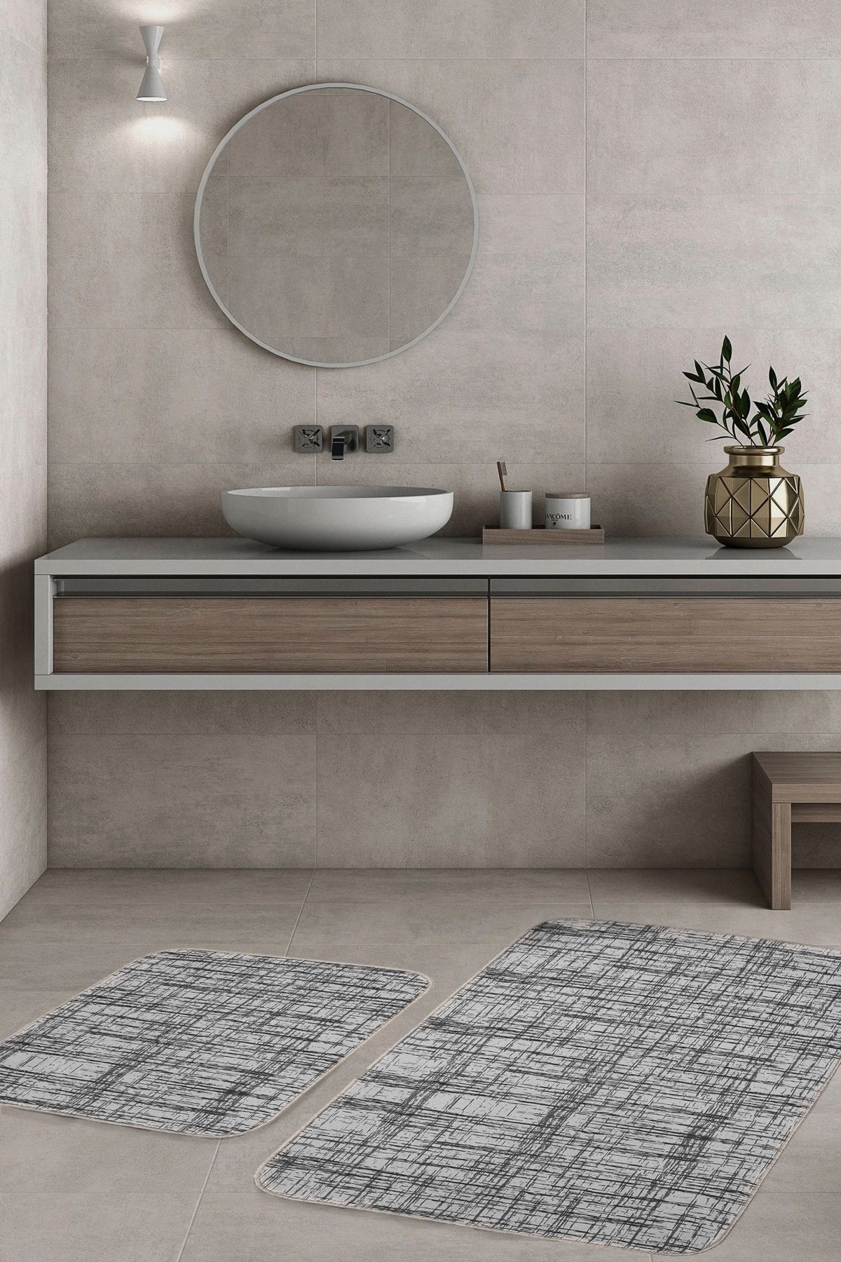 Braid 2 'li Set Banyo Paspası Kaymaz Taban Banyo Halısı