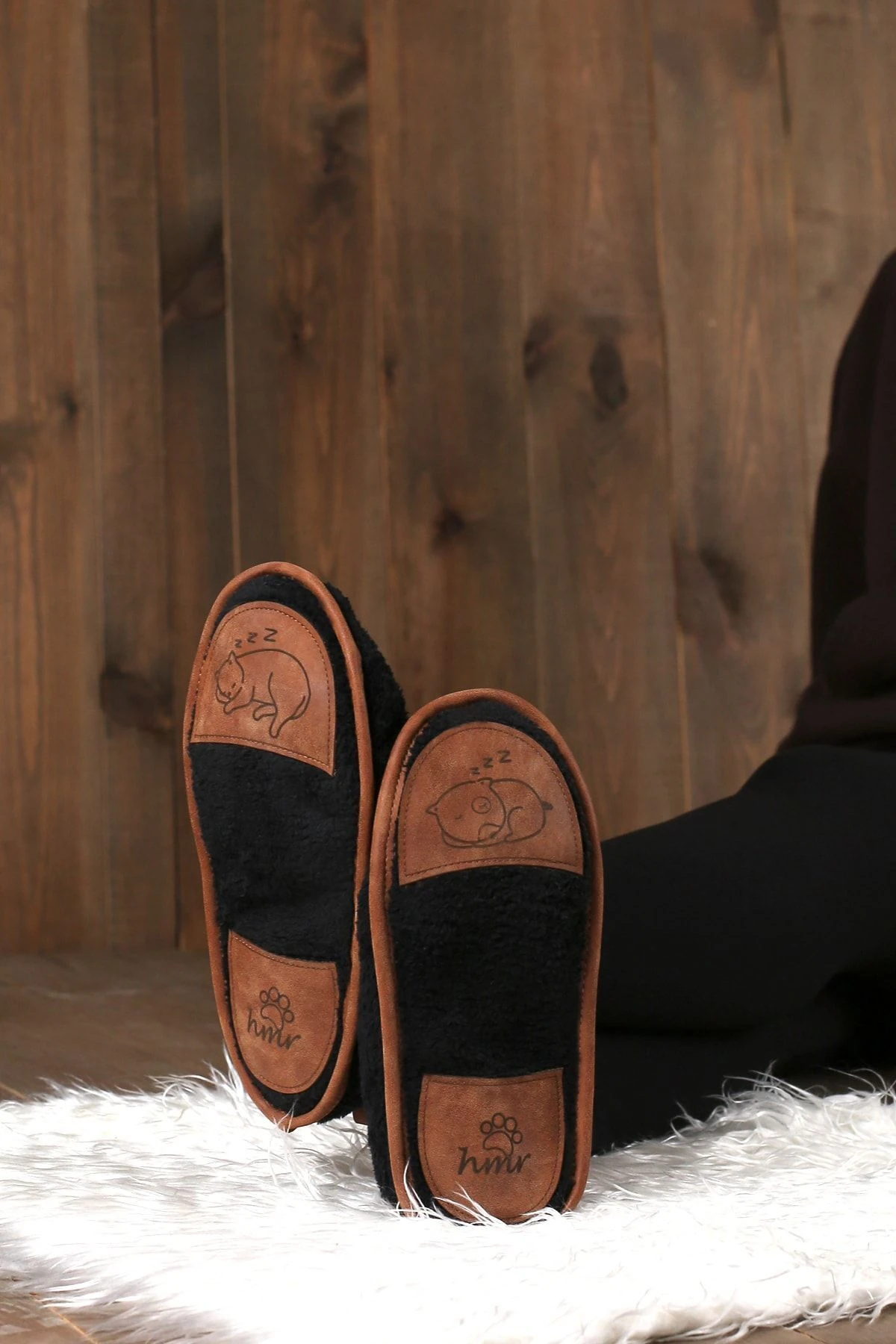 Kışlık Kaymaz Deri Taban Ev Patiği Ptk-sw Siyah 42-44