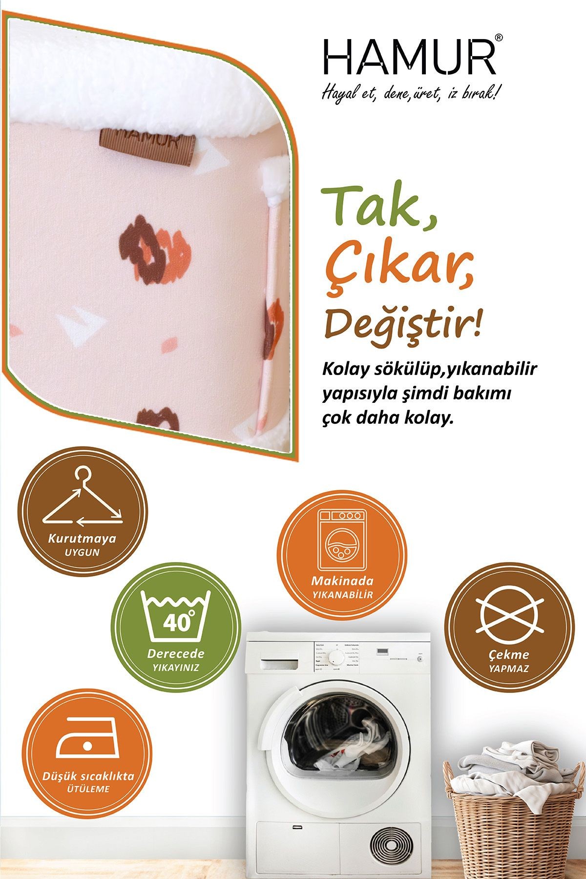 Tek kılıf Puf/Tabure Cepli Kids Ada