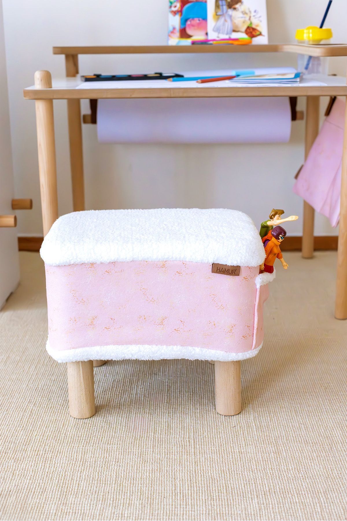 Dekoratif Puf/Tabure Cepli Kids Solid P.Pembe