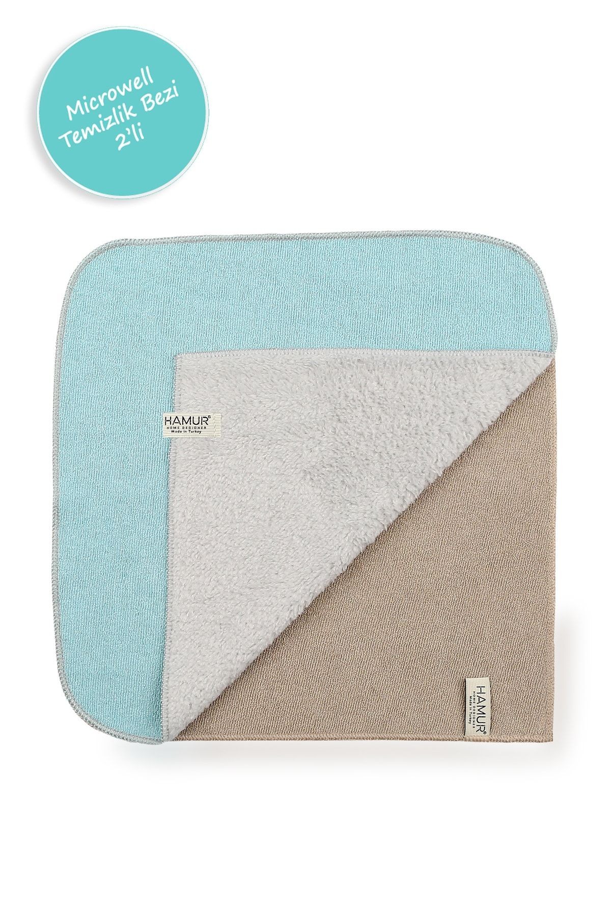 Microwell 2 Li Mikrofiber Temizlik Bezi Bej-mint